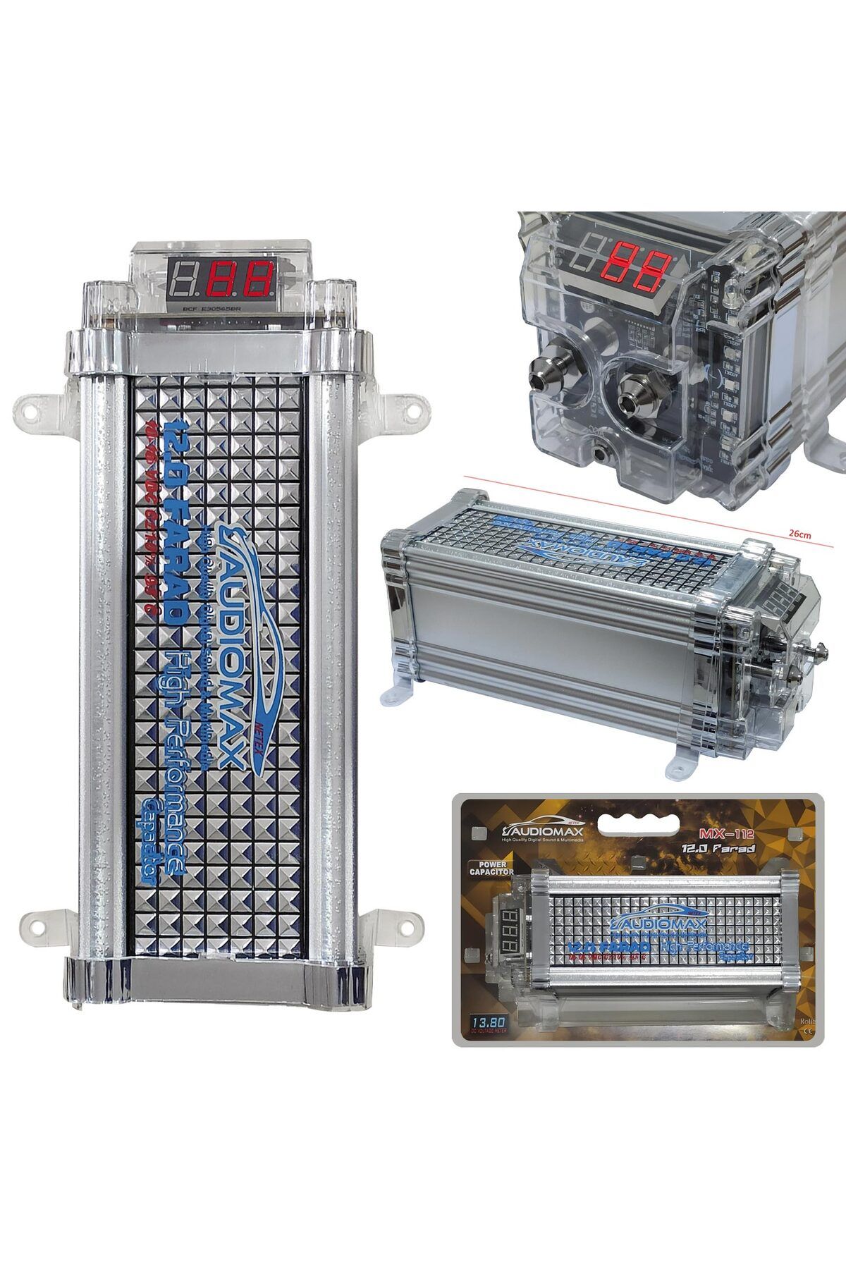 EGB Kapasitör 12/24v 12 Farad Dijital AUDIOMAX MX-112