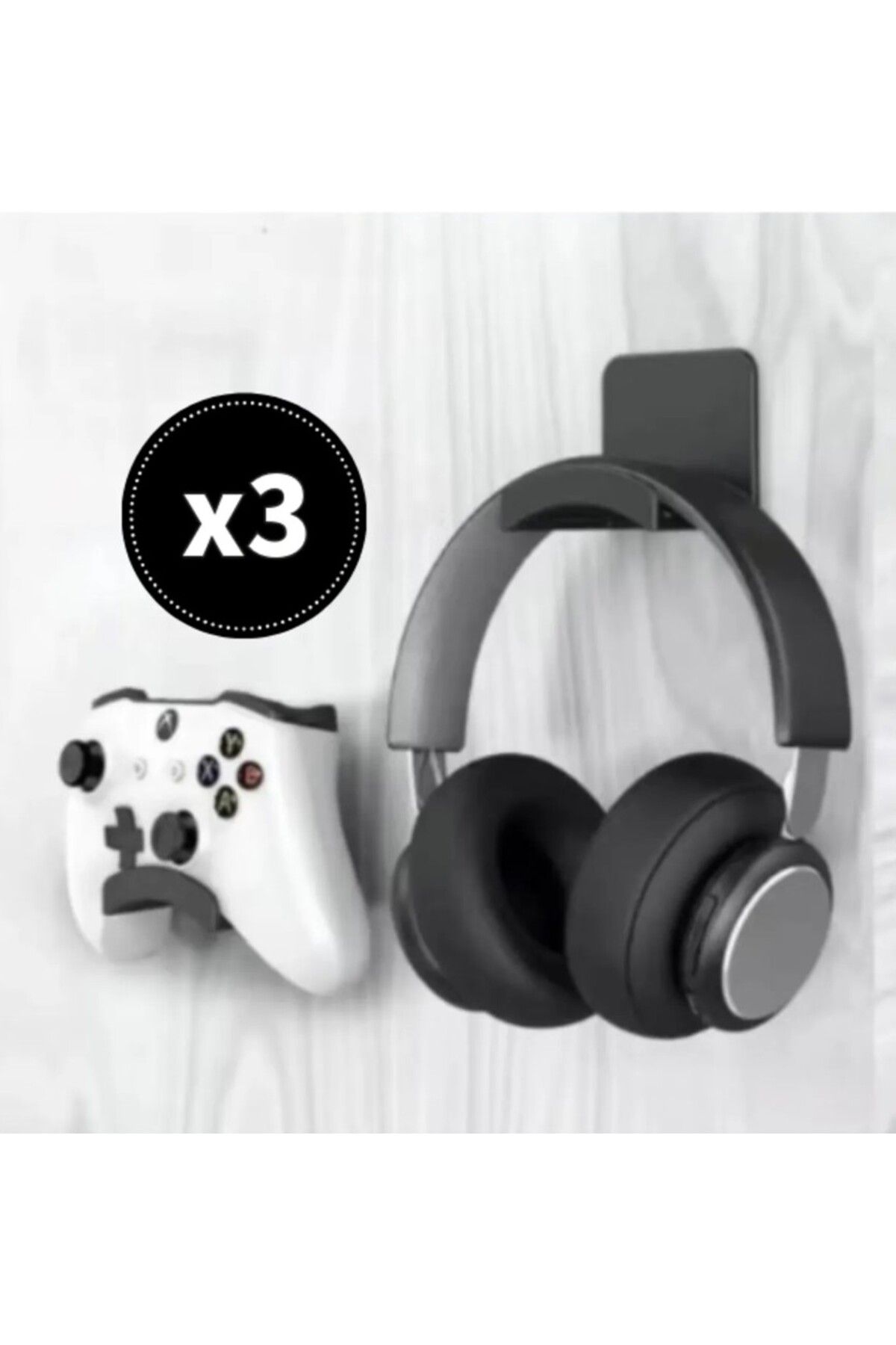 abjad Kulaklık Standı 3 Adet Kulaklık Tutucu Kol Standı Bantlı Ps4 Ps5 Xbox Uyumlu Siyah