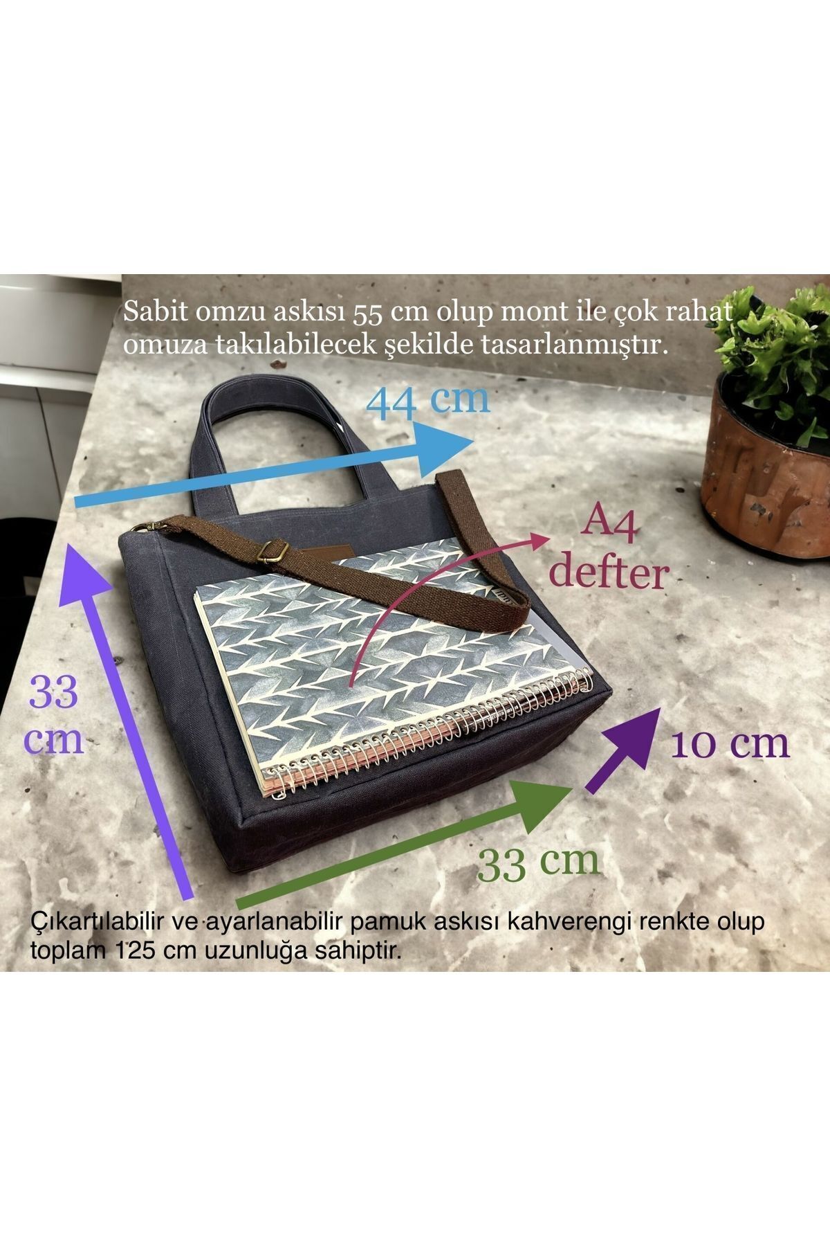 Nuggita-Strap Shoulder Bag - Anthracite Waxed Canvas Vertical Satchel 6