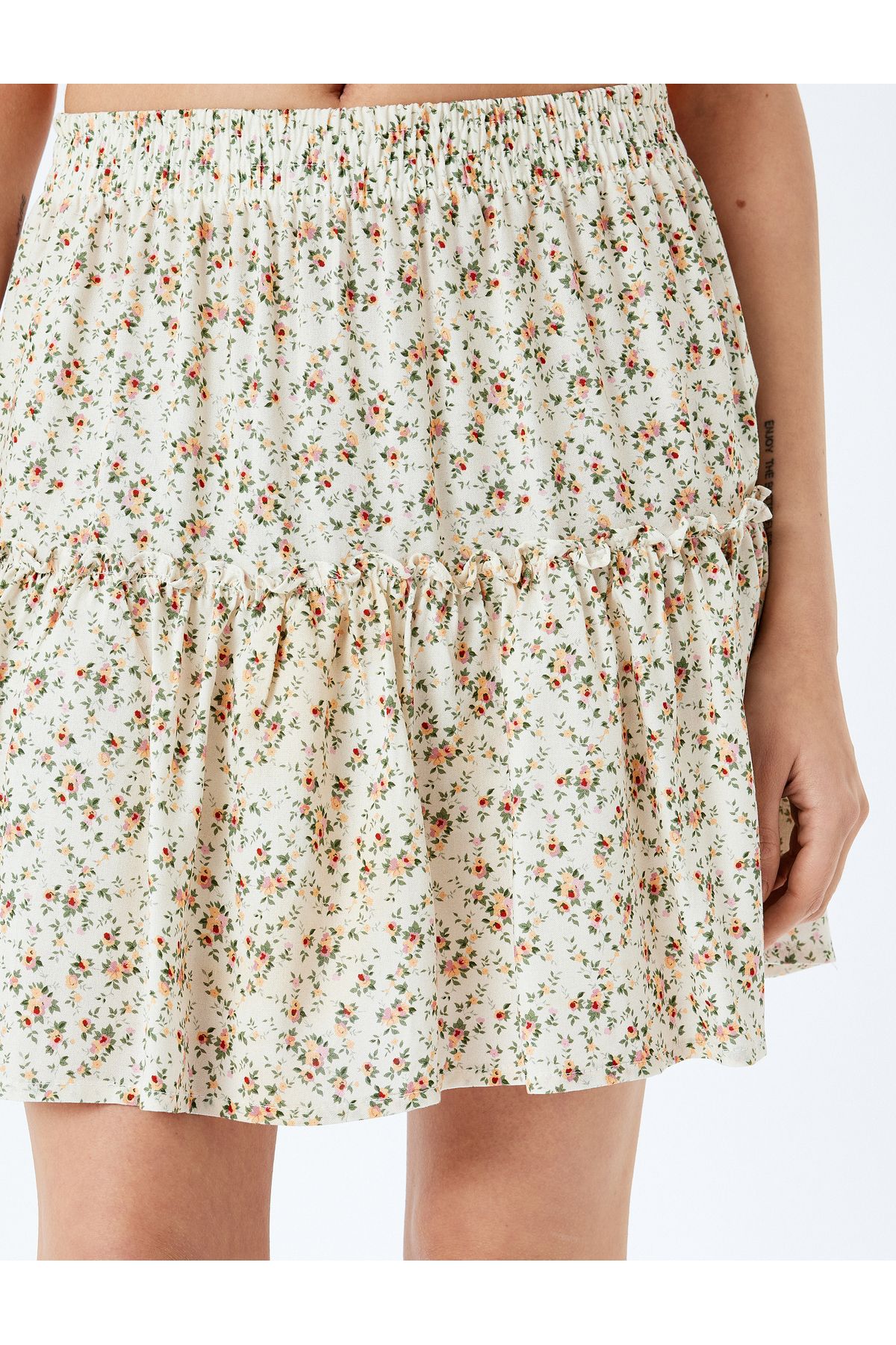 Koton-New Season Viscose Layered Flounce Floral Mini Skirt 5