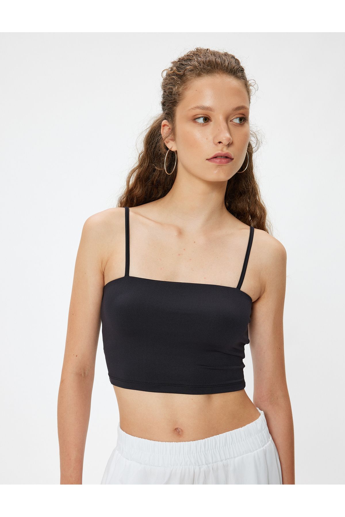 Koton Yeni Sezon Crop Atlet Basic İp Askılı Slim Fit