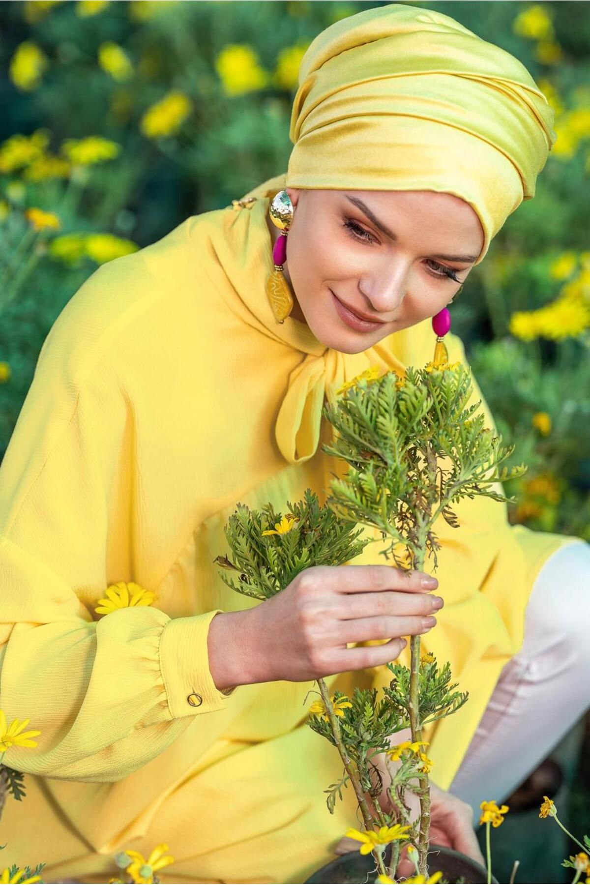 تونیک آستین بادکنکی با یقه توری 4111 Alvina