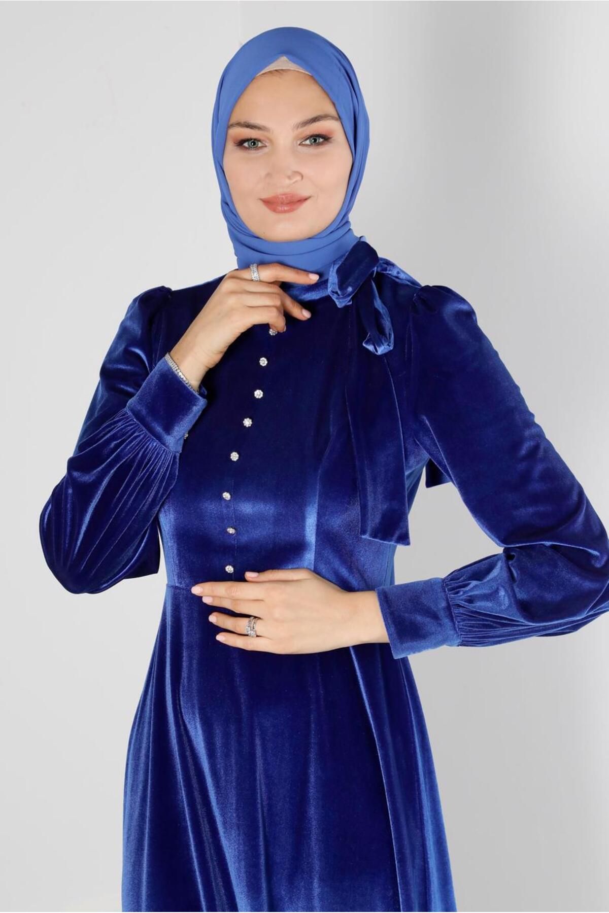 لباس مخمل لبه دار 43437 Alvina