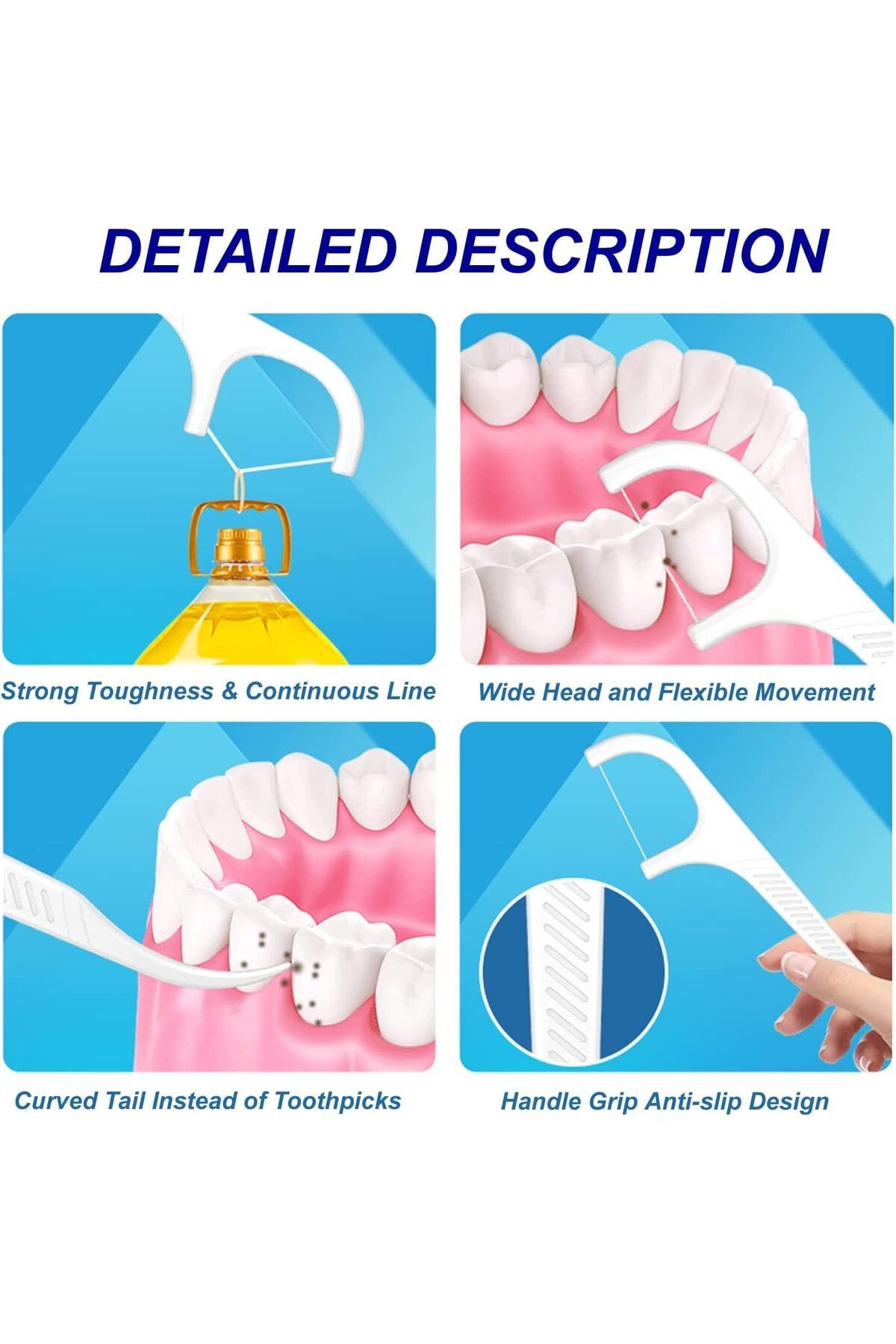 COOYA-250PCS Toothpick, Dental Floss with Portable Cases, Teeth Cleaning, No-Stretch, Smooth and Thin 4