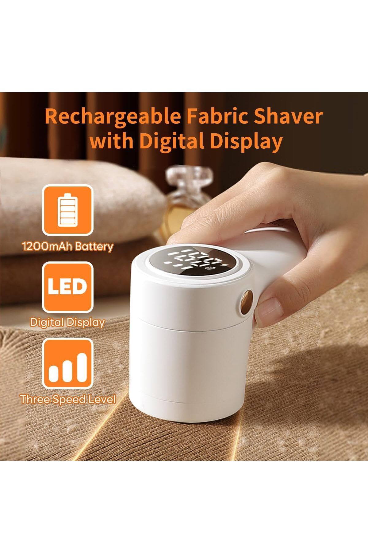 COOYA-Rechargeable Fabric Shaver with 3 Blades, 3-Speeds Defuzzer for Removing Fuzz and Pill from Sweater 2