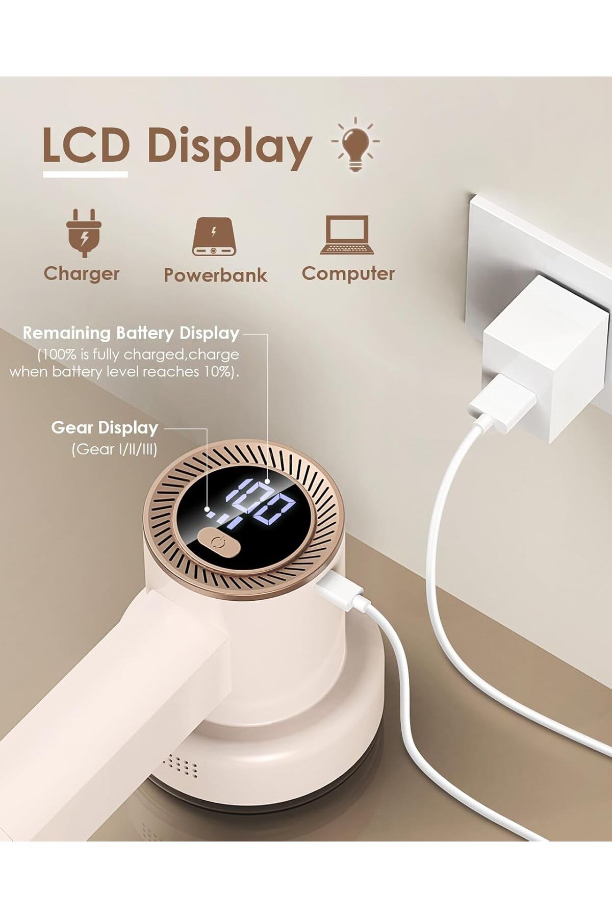 COOYA-Rechargeable Fabric Shaver LED Display, Efficient Versatile Lint Remover with 3 Blades for Home 2