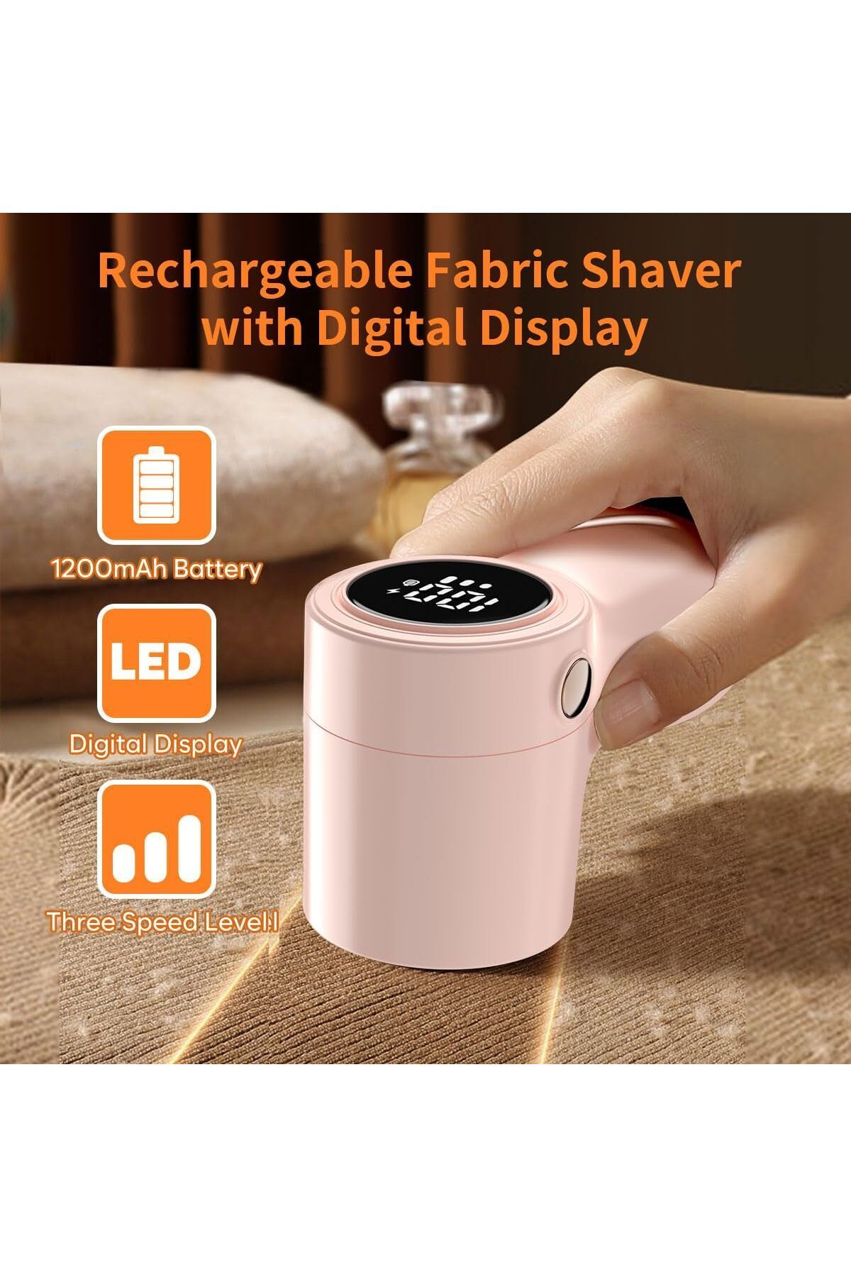 COOYA-Rechargeable Fabric Shaver, Fast and Smart Lint Remover with 3 Replaceable Blades 2