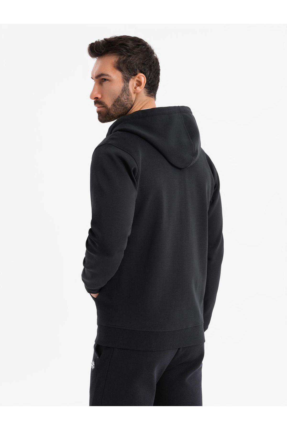 OMBRE-Unzipped Hoodie Sweatshirt im Streetwear-Stil - schwarz V3 OM-SSZP-0213 S 5