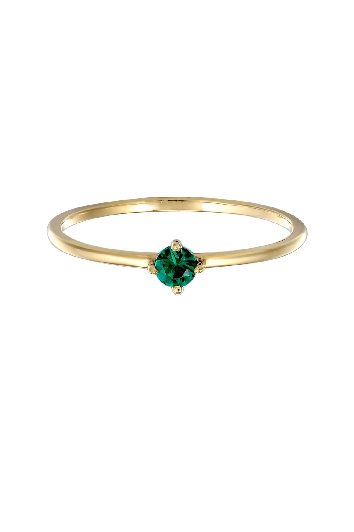 ELLI-Ring Damen Solitär Basic mit synth. Smaragd in 375 Gelbgold 2