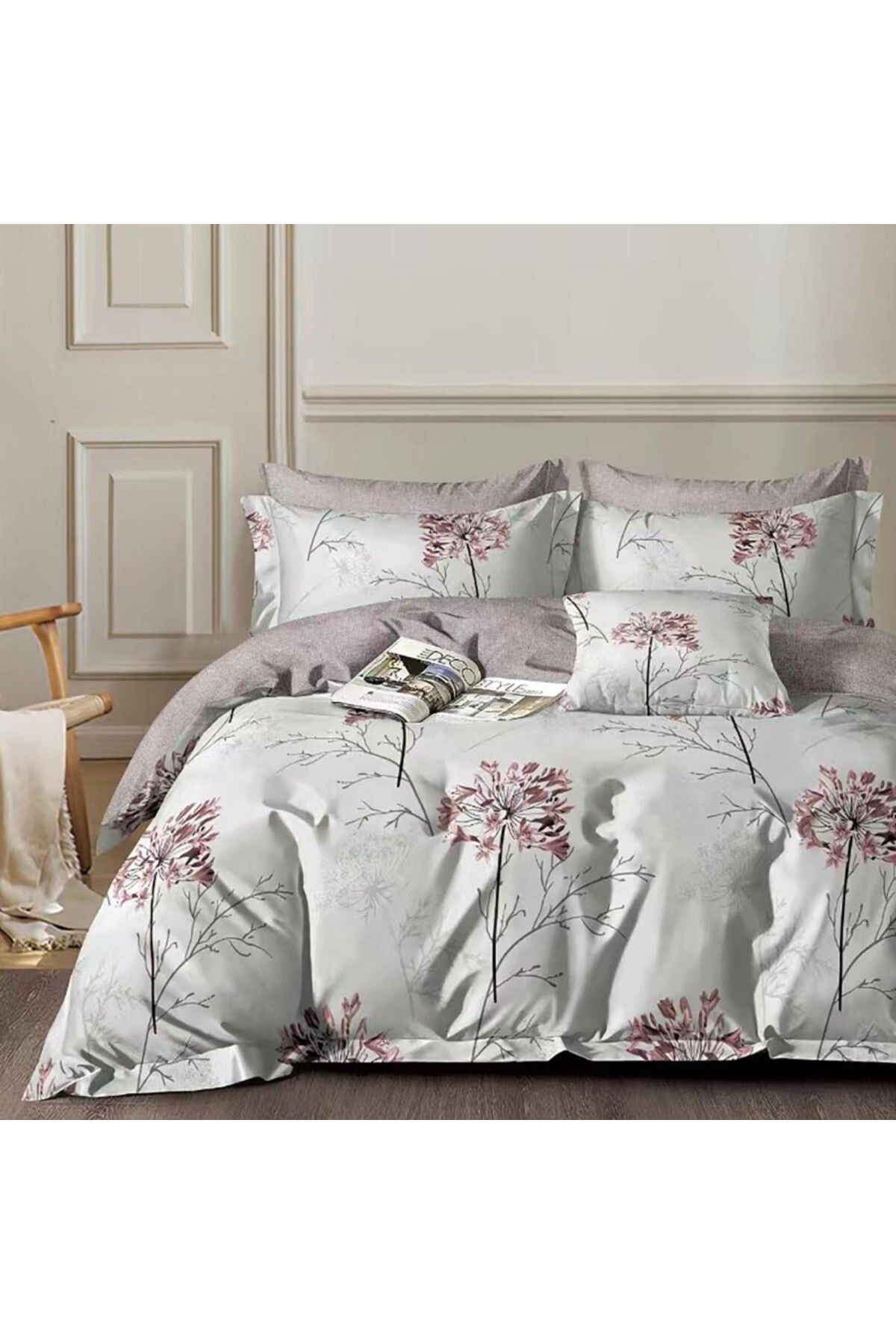 Pucioasa Lenjerie De Pat Dublu Percale, Bumbac 100%, Flori Roz - 200 x 220