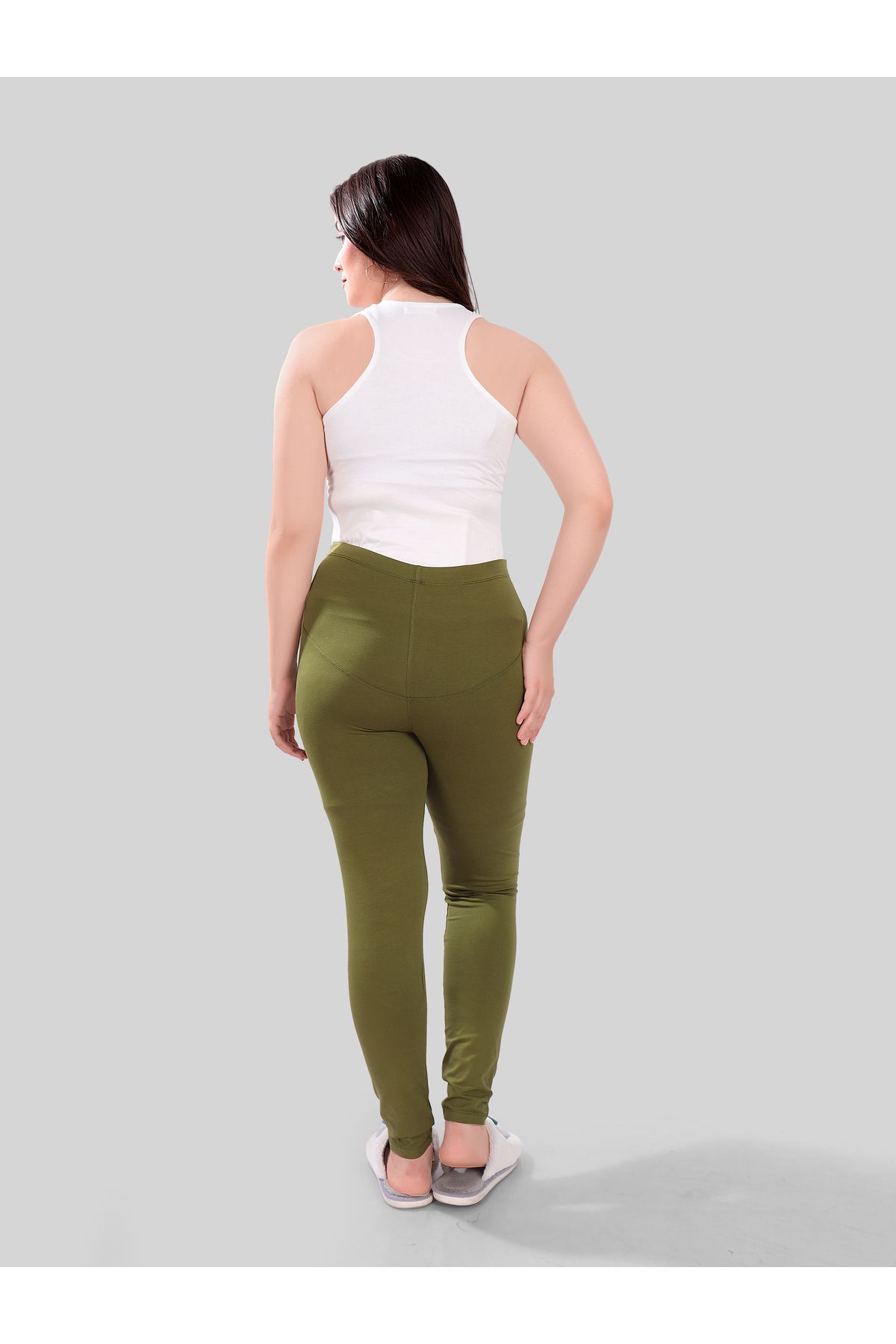 Tummy-Viscose Solid High Waist Maternity Leggings 2