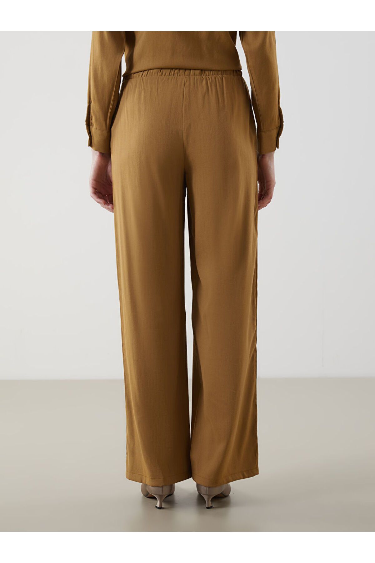 LC Waikiki-Lcw Modest Green Women's Linen Blended Pants with Elastic Waist 4
