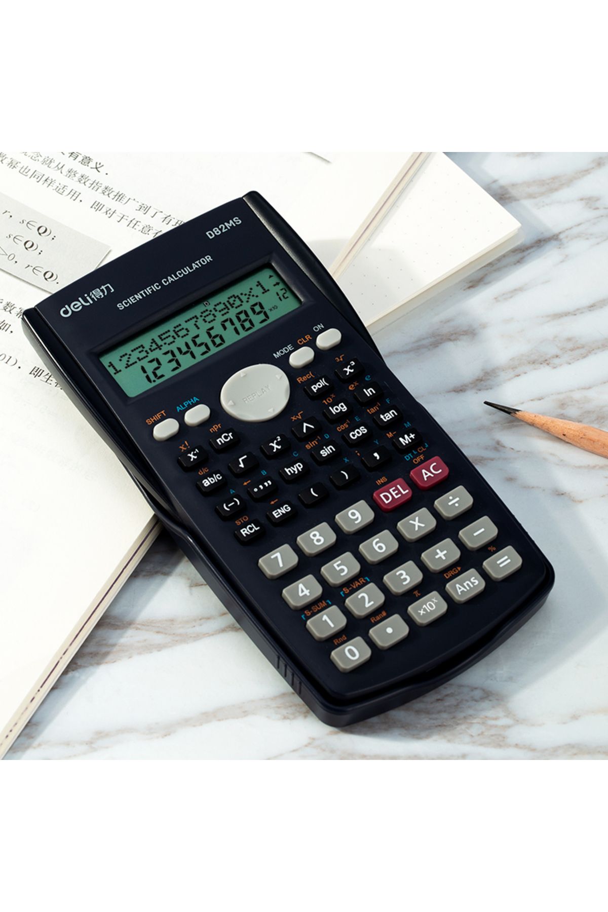 Deli-Deli ED82MS Scientific Calculator - 240 Functions, 10+2 Digits, 3-Year Warranty, Dark Blue 4