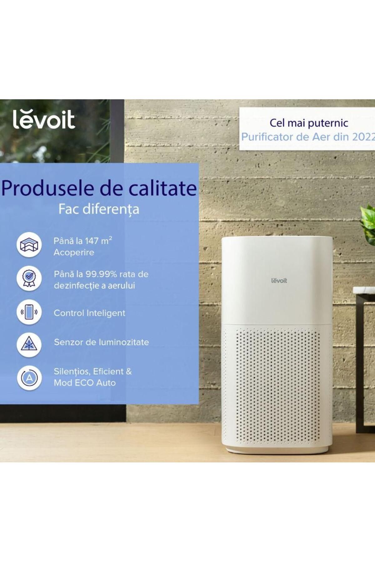 Levoit-Purificator de aer Smart Levoit Core 600S Wi-Fi, Filtru 3 in 1 True HEPA H13, Senzor Calitate Aer 3