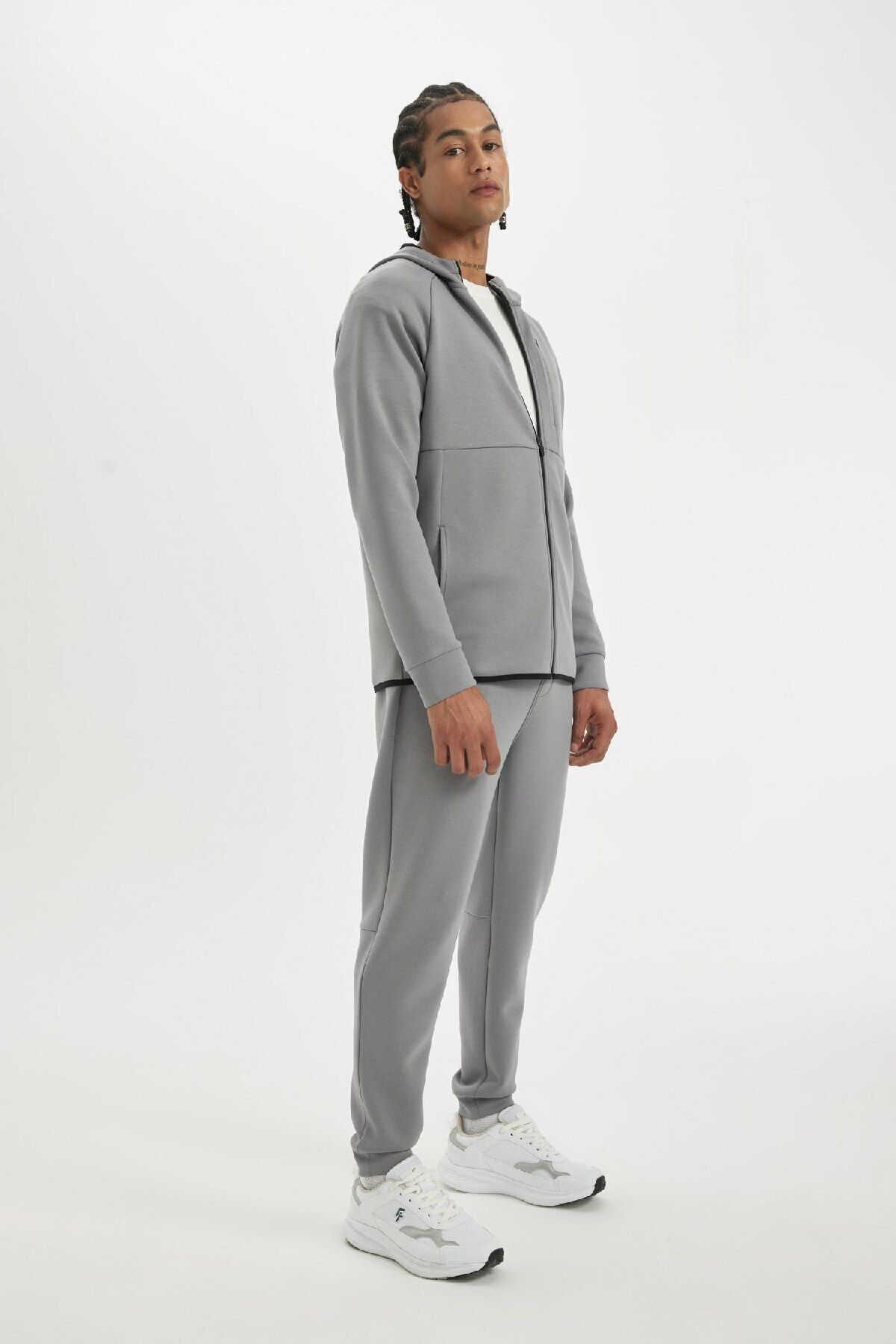 DeFacto-Fit Slim Fit Slim Fit με κουκούλα Skuba Diver Φούτερ με φερμουάρ A6956ax24au 5