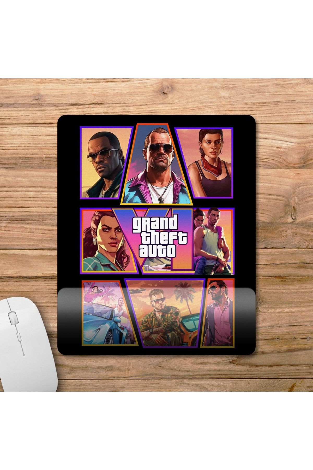 Pixxa-Gta 6 - Grand Theft Auto 6 - Gta Vi Mousepad with Wrist Rest Model 10 - Rectangle 1