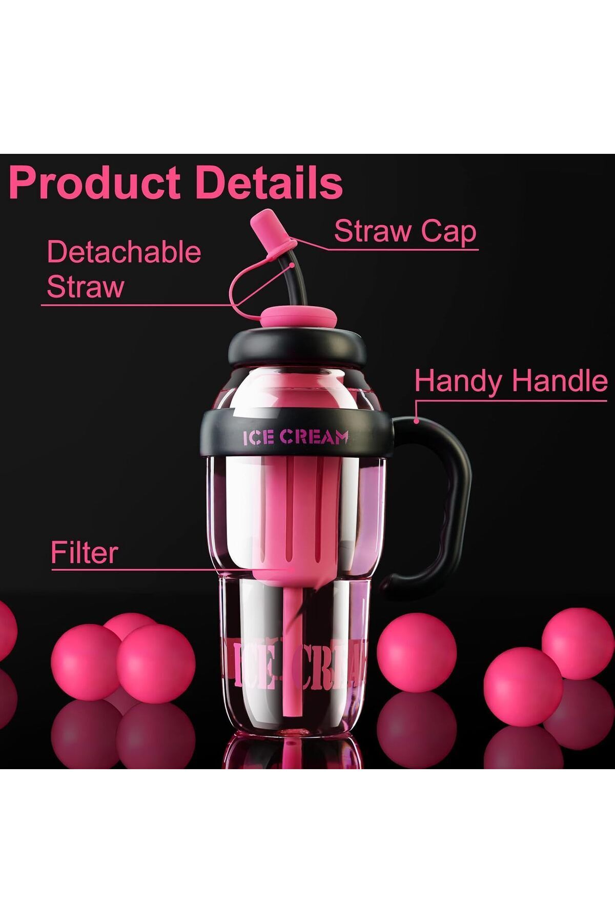 Getmaxxx-Ice Bottle - Flask with Straw 2