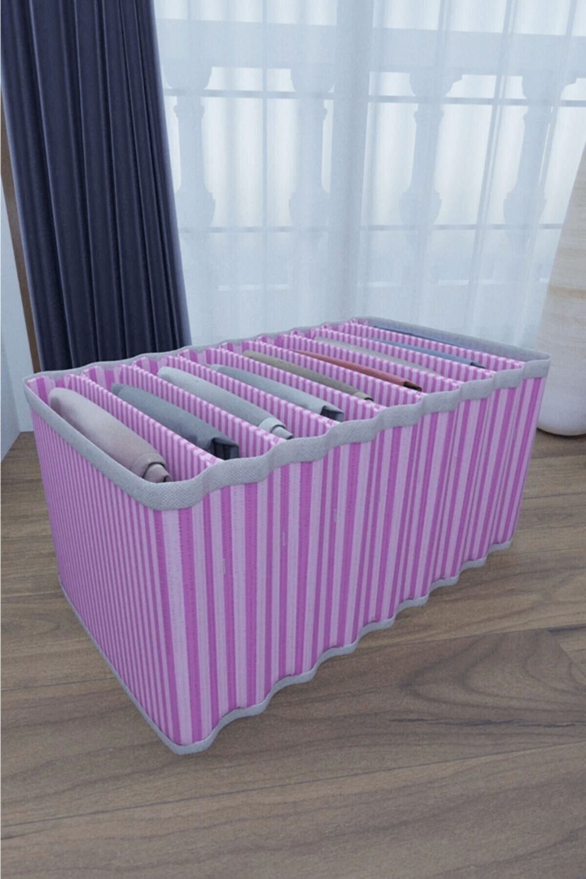 BEŞMİNARE Organizer 8 Bölmeli Dolap Ve Çekmece Içi Düzenleyici Akordiyon Organizer L (3 Adet) ( Lisinya )