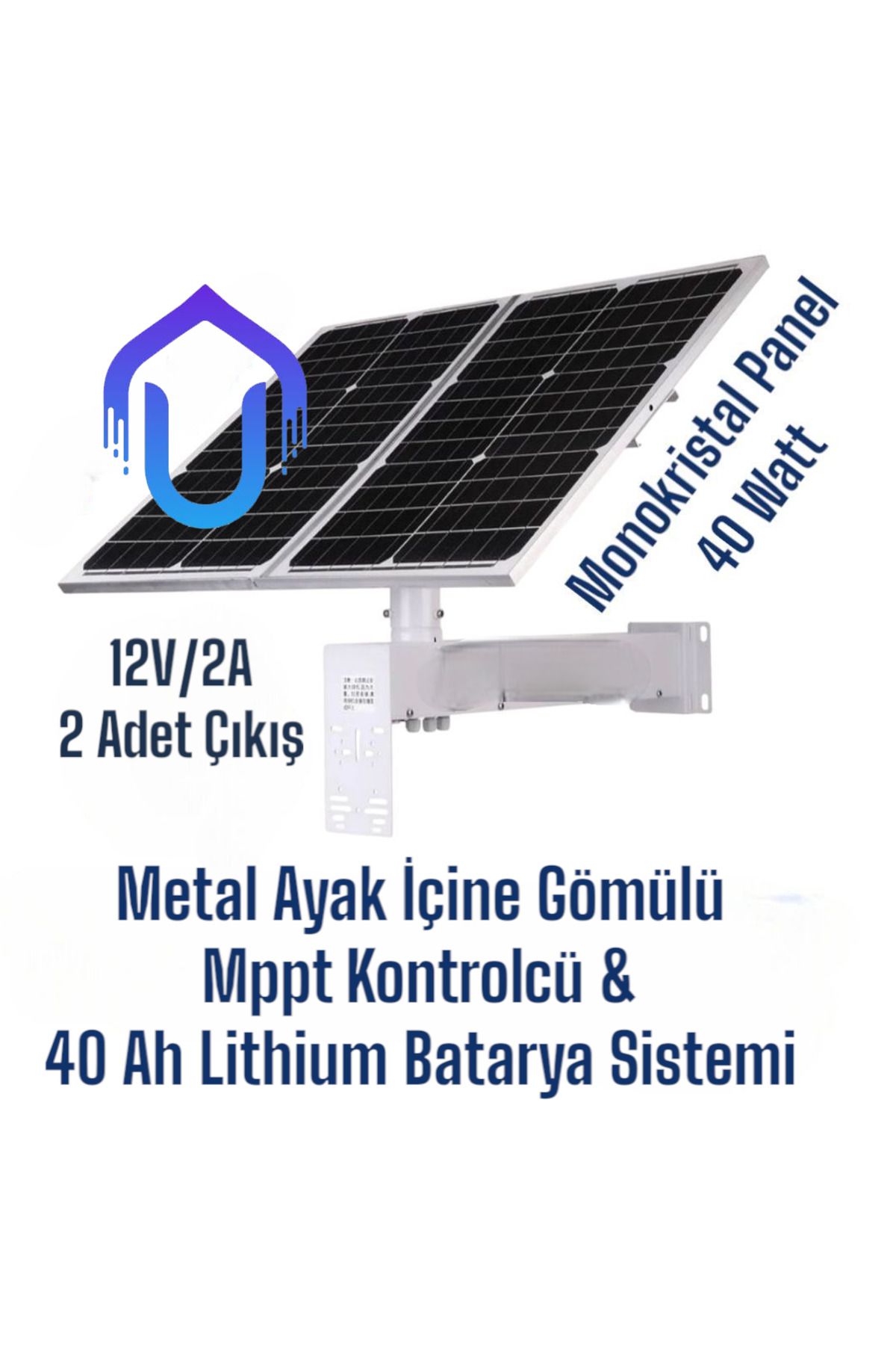 Urfakent Lityum Bataryalı Güneş Panel Seti 40 Watt Panel-40 Amper Batarya