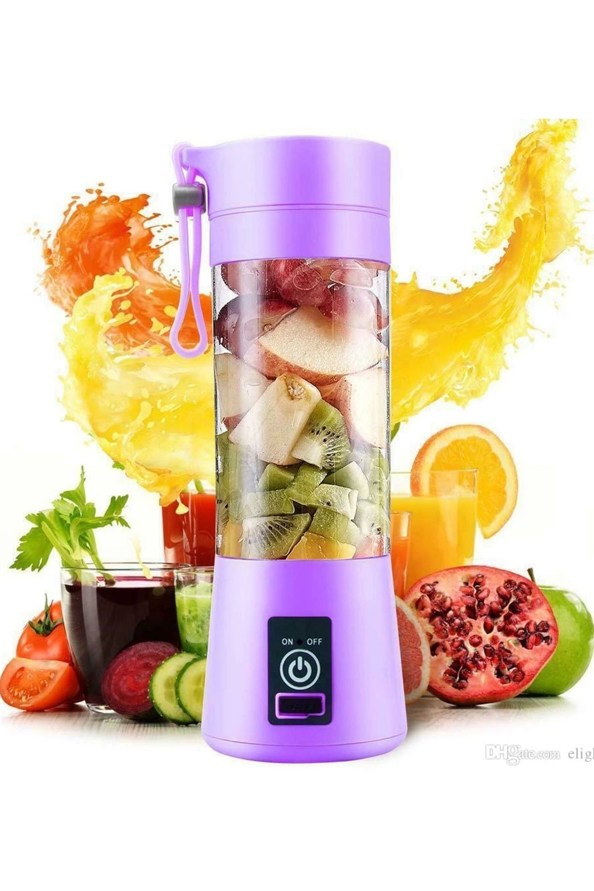 feminight Şarjlı Portatif El Blenderi 380 Ml Usb Kablolu Mor