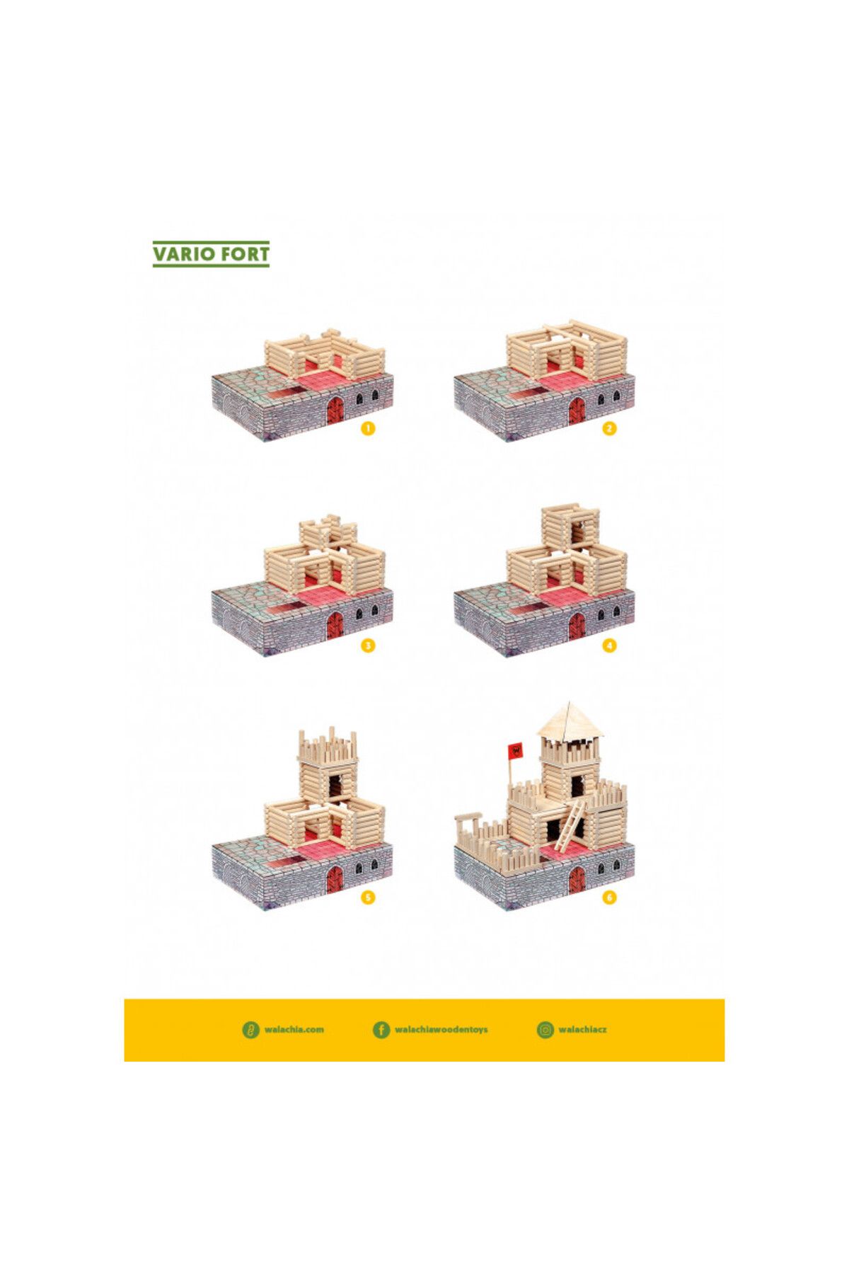 Walachia Set Constructie Arhitectura Vario Fort, 194 Piese Din Lemn, Walachia - One Size