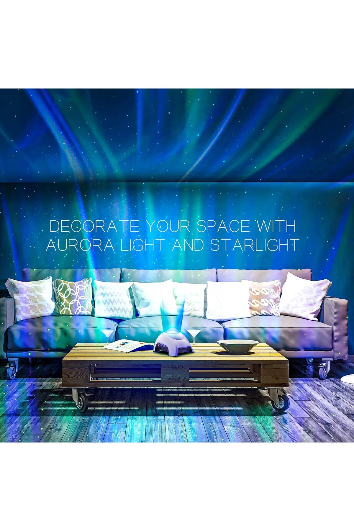 COOYA-Aurora Projector, with 33 Light Effects LED, Remote Control, White Noises, Bluetooth Speaker 7