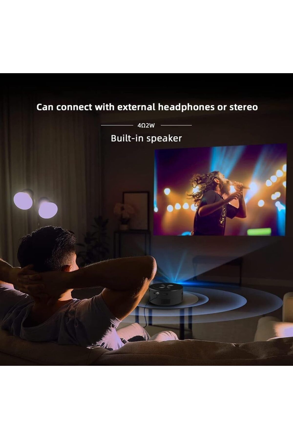 COOYA-Portable Mini Projector, 1080P Support, Video Projector Compatible with Android/iOS/USB 2