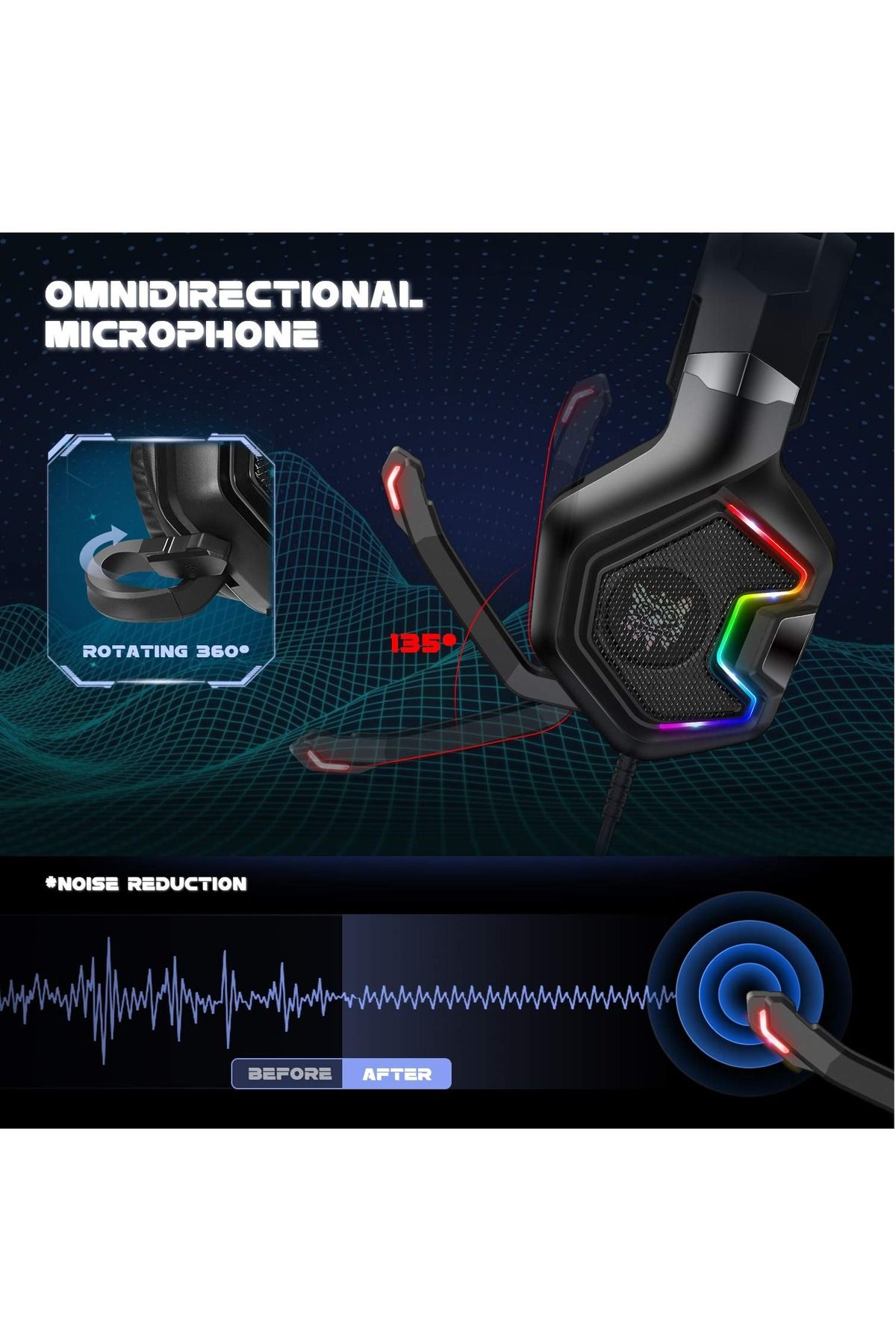 Onikuma-K10 Pro RGB Gaming Headset with 7.1 Surround Sound, Noise Canceling Mic 4
