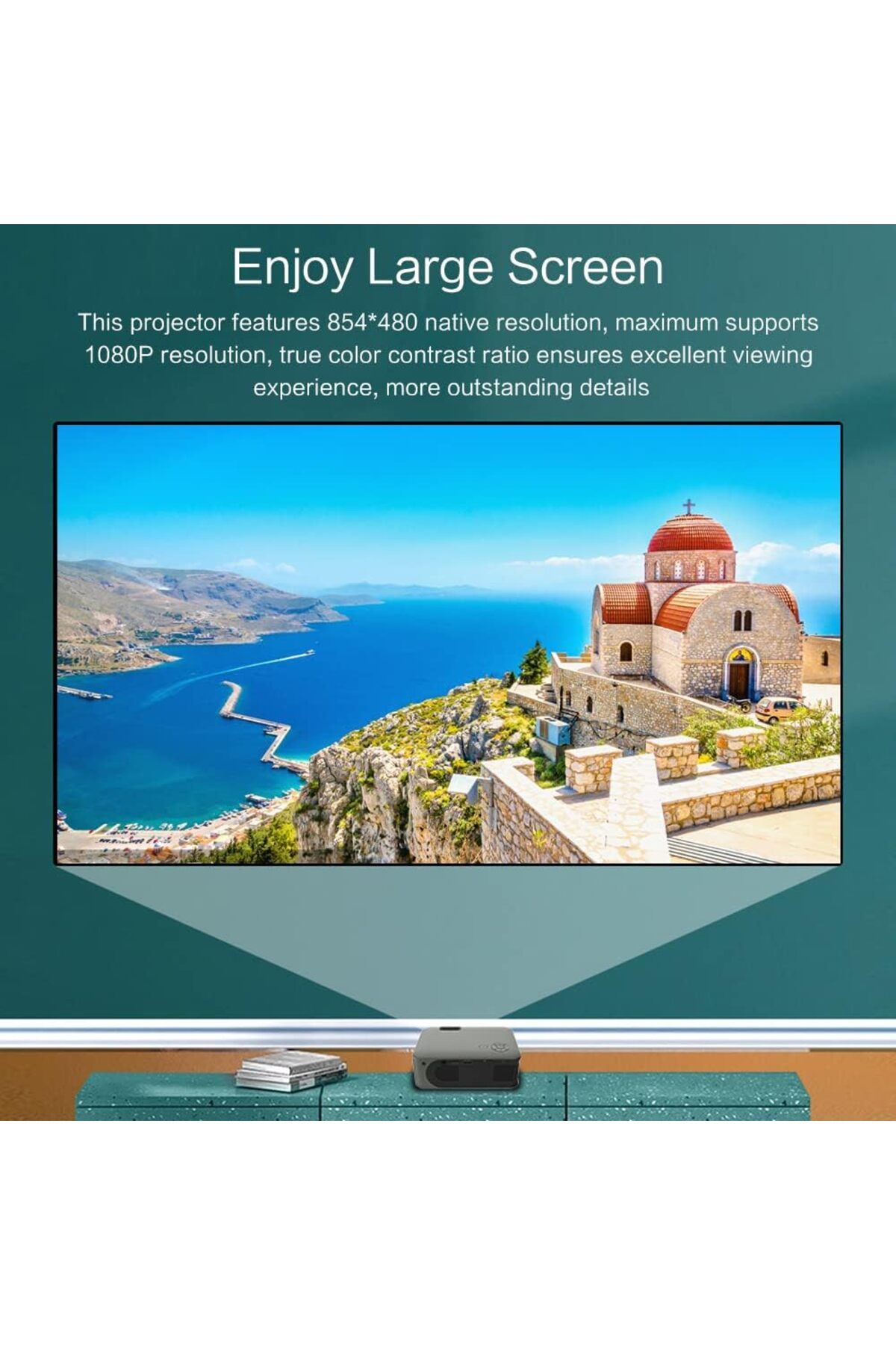 COOYA-A30 Portable LCD Projector, Support 1080P, for Office, Home Theater (EU Plug, Same Screen Version) 4