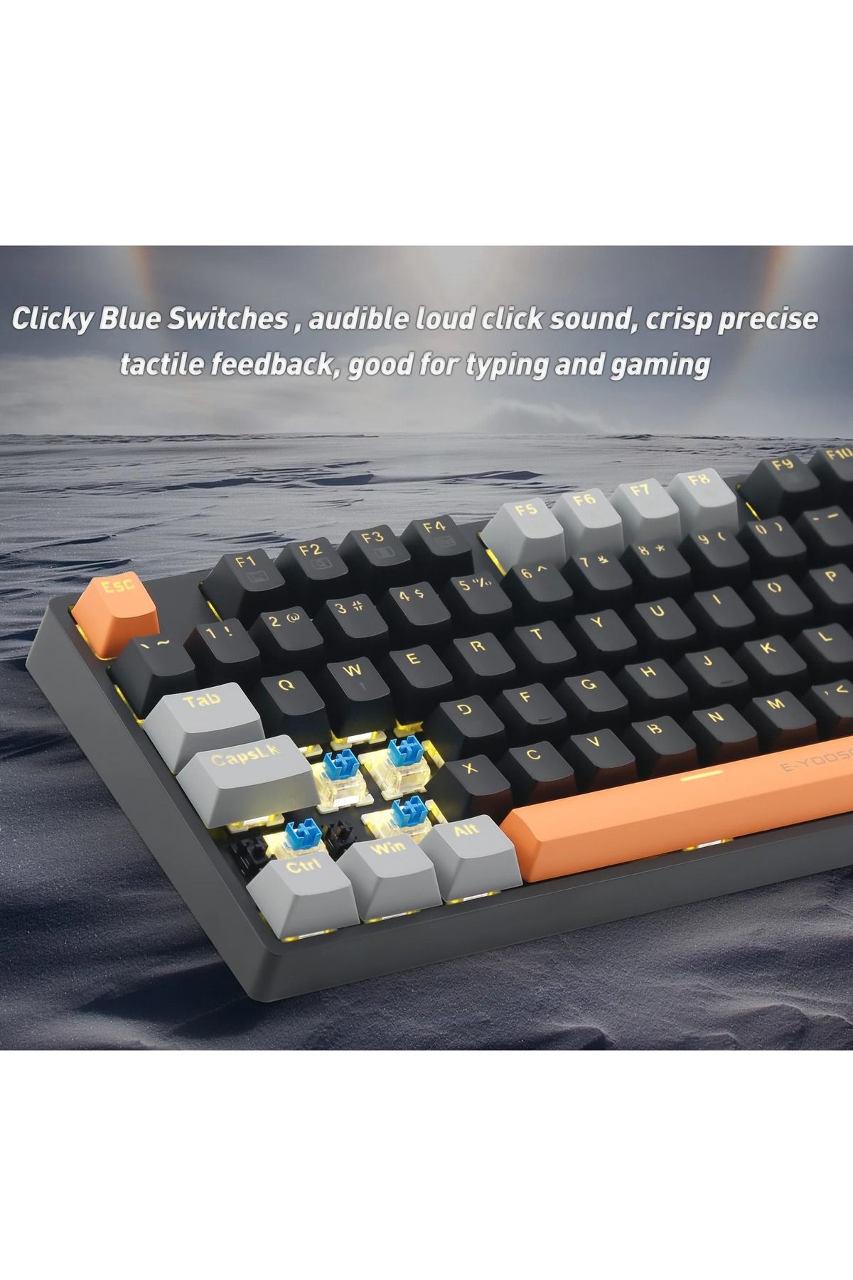e-yooso-Z-14 Mechanical Gaming Wired Keyboard,104 Key Blue Switch Full-Size Computer Keyboards 2