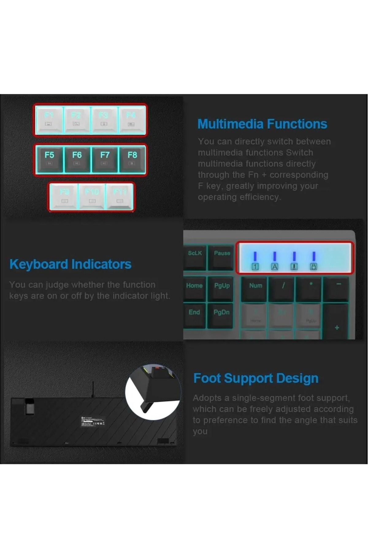e-yooso-Z-14 Mechanical Gaming Wired Keyboard,104 Key Red Switch Full-Size Computer Keyboards 6