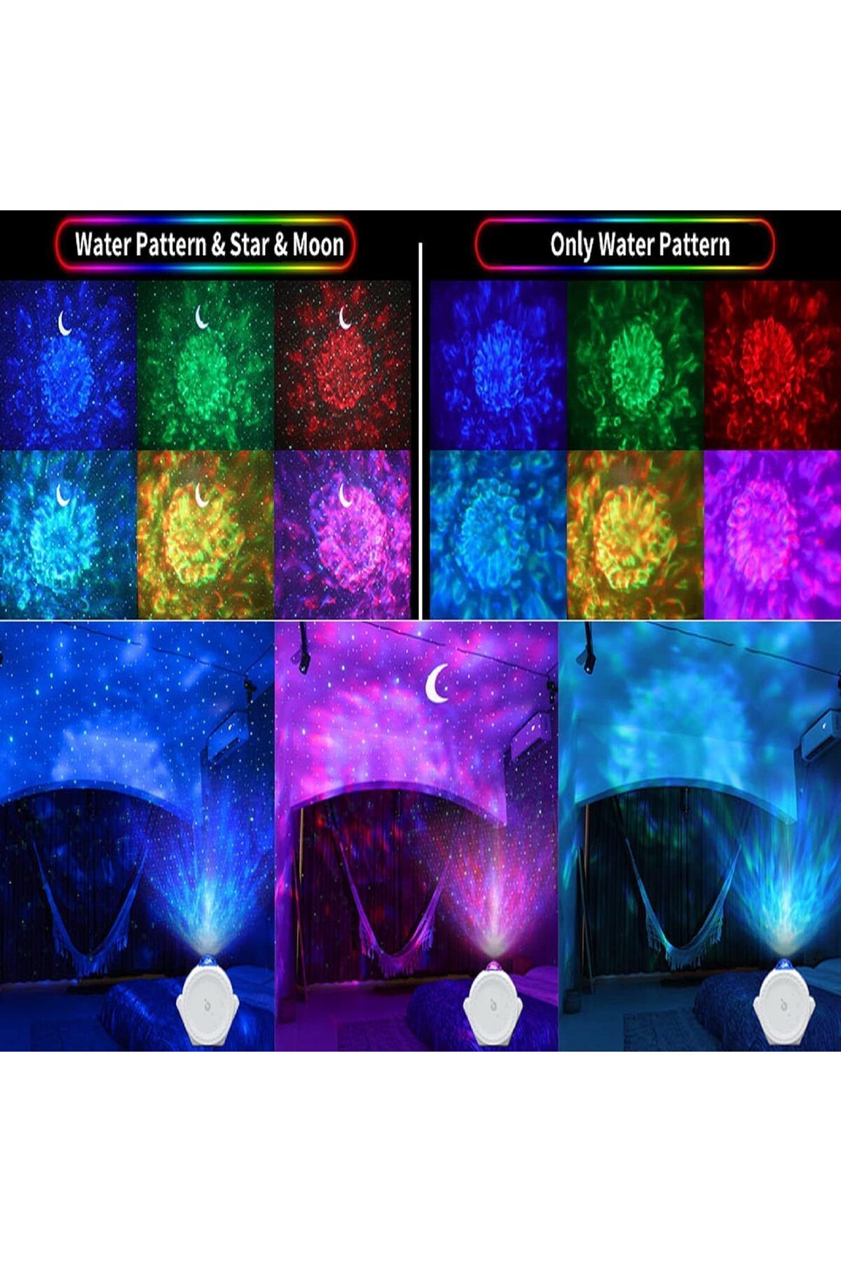 COOYA-3 in 1 Dynamic Galaxy Projector Night Light,Touch Control,Adjustable Angle,Three Projection Effects 2