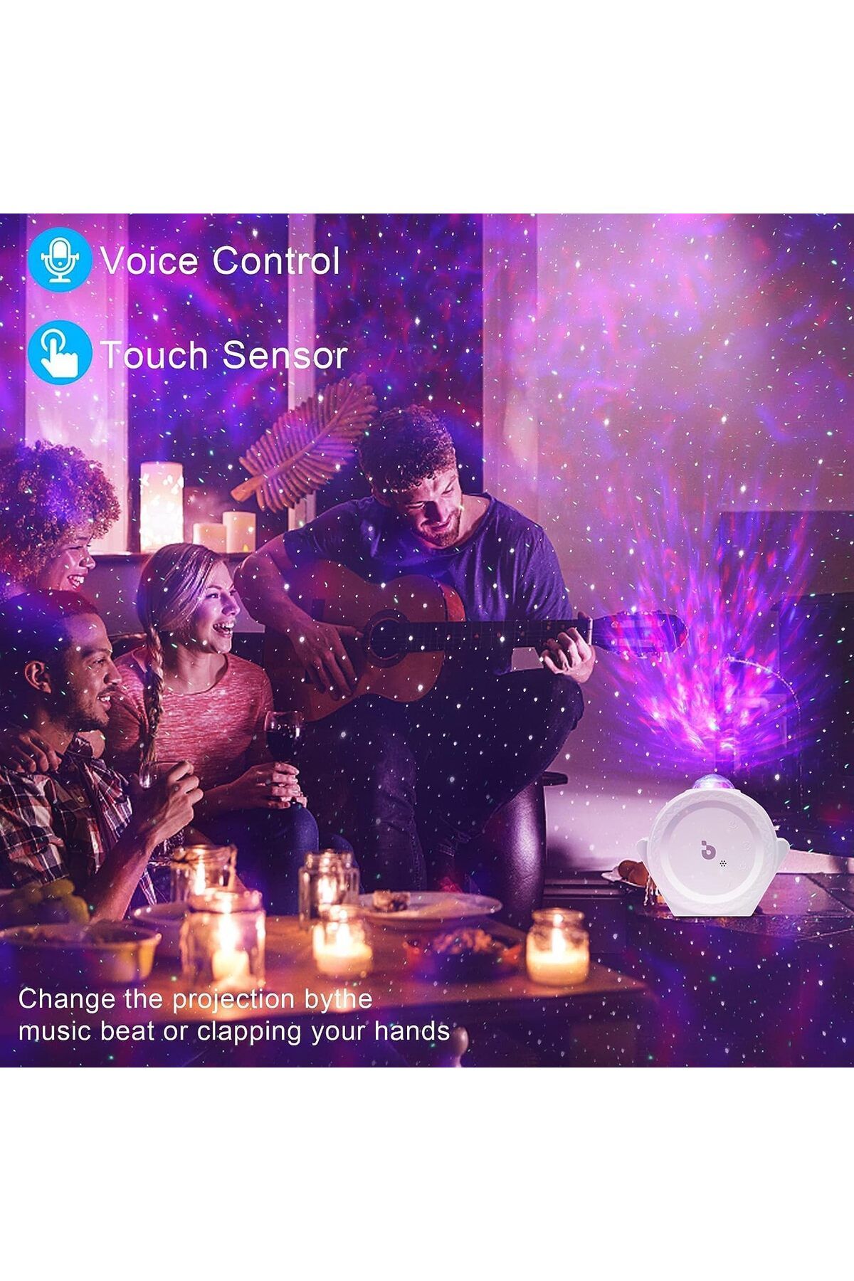 COOYA-3 in 1 Dynamic Galaxy Projector Night Light,Touch Control,Adjustable Angle,Three Projection Effects 4