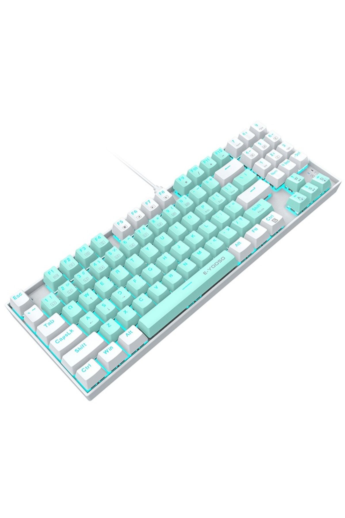 e-yooso-Z-13 89 Keys Gaming Keyboard,80% Wired Compact Red Switch Mechanical Keyboard with Ice Blue Backlit 6