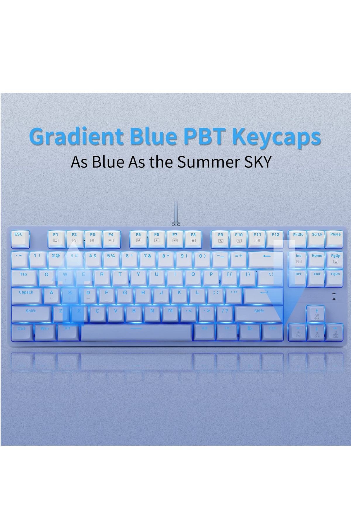 e-yooso-Z-87 Mechanical Gaming Keyboard with Gradient Blue Pbt Keycaps Blue Switches LED Backlit 3