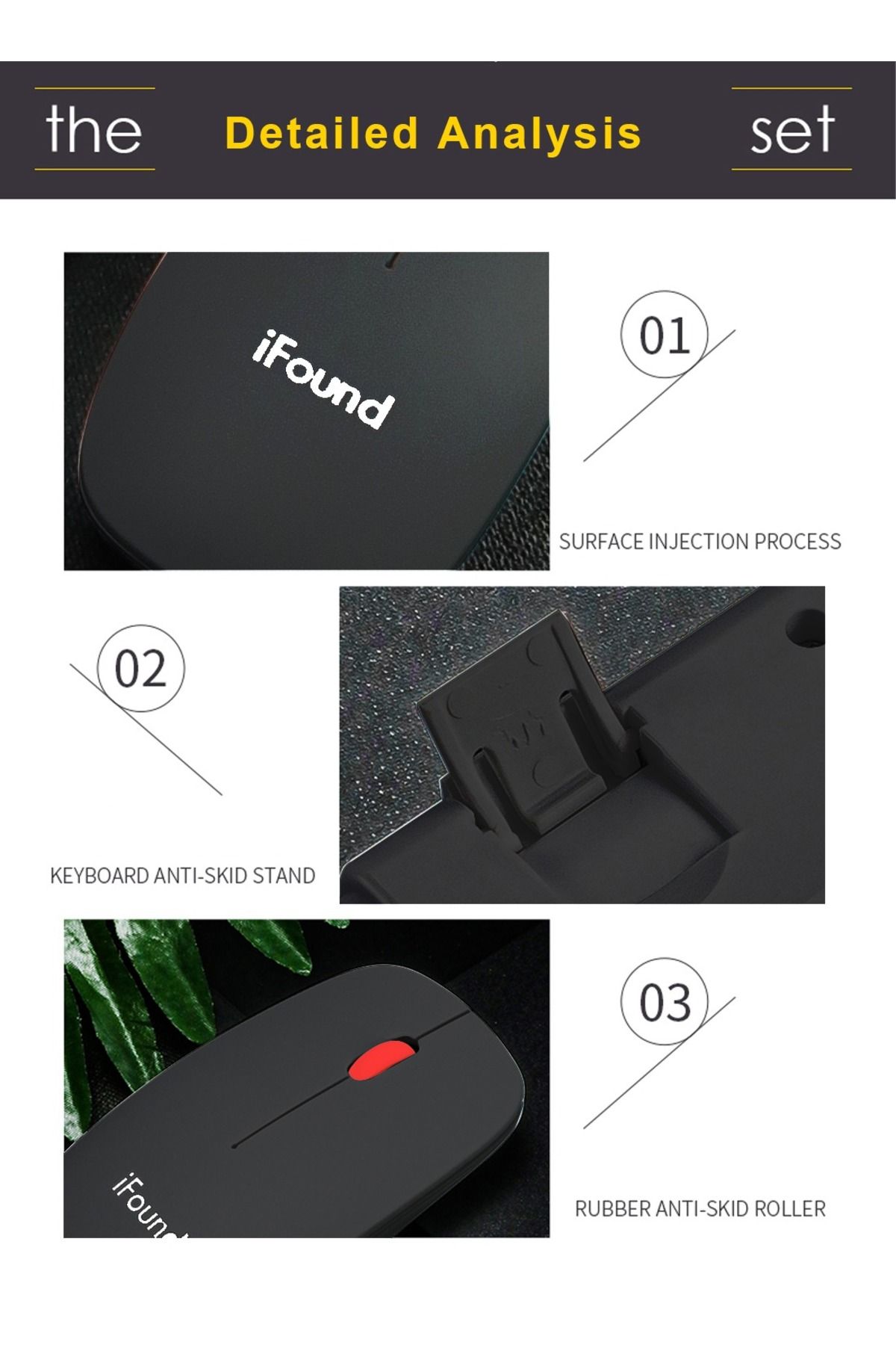 IFound-2.4G Wireless Keyboard and Mouse,USB Compact Full Size Keyboard Mouse Combo 7