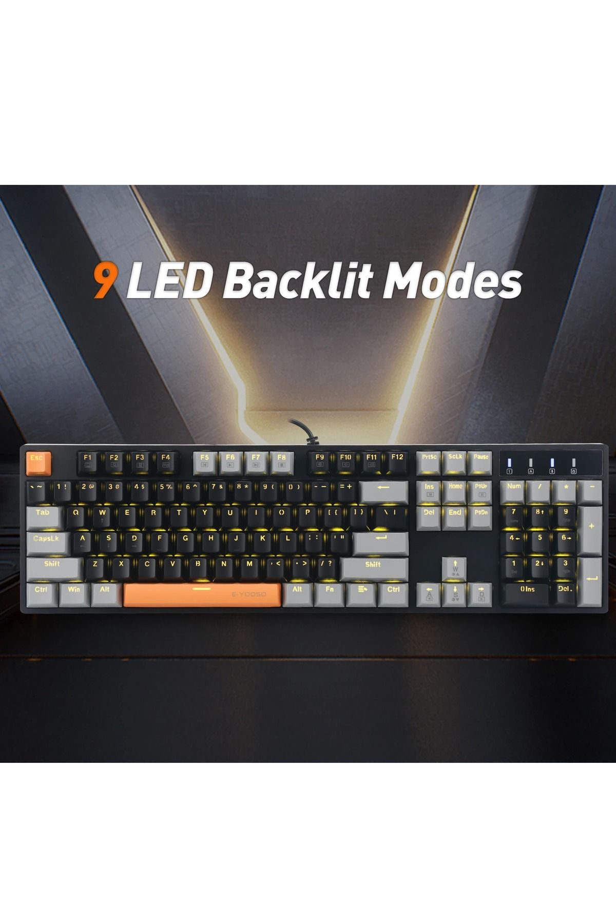 e-yooso-Z-14 Mechanical Gaming Wired Keyboard,104 Key Blue Switch Full-Size Computer Keyboards 3
