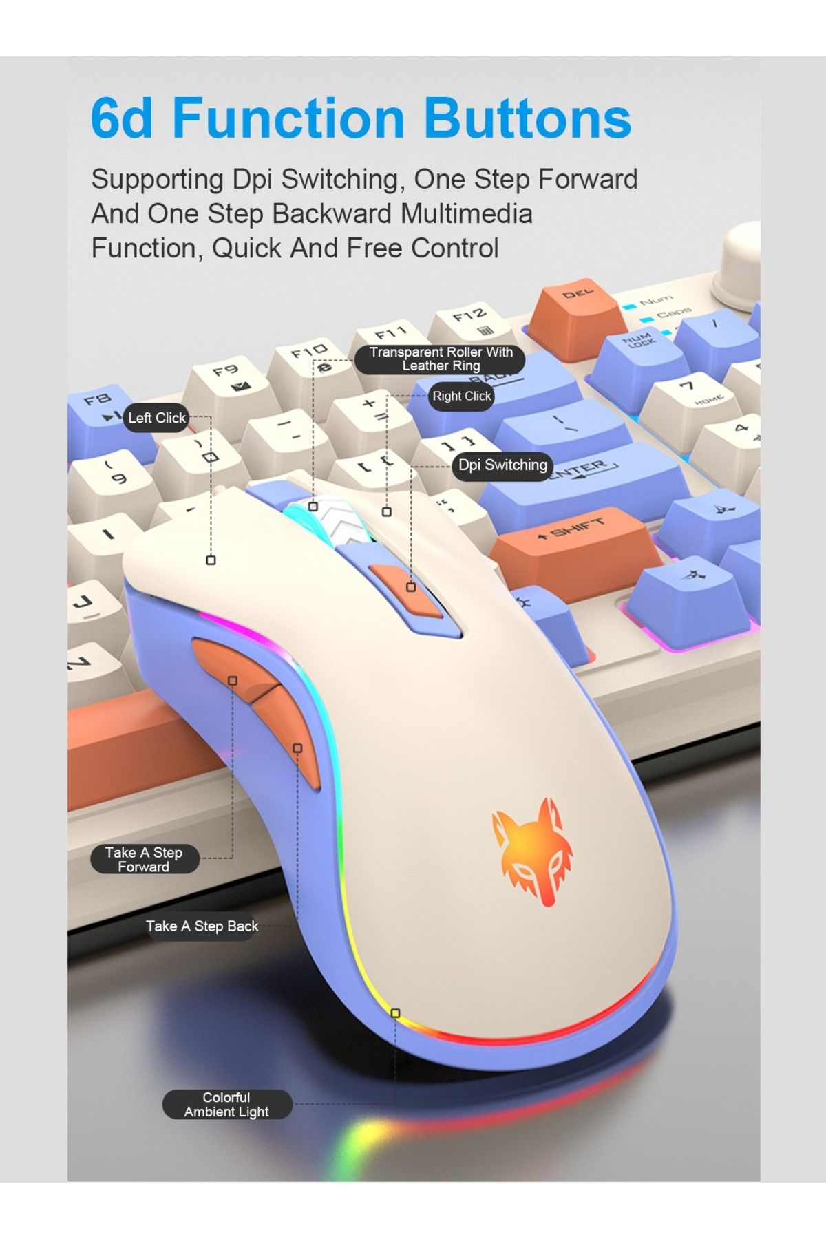 XUNFOX-Arabic & English Wired Gaming Keyboard and Mouse Set,Mechanical Feel Office Keyboard 4