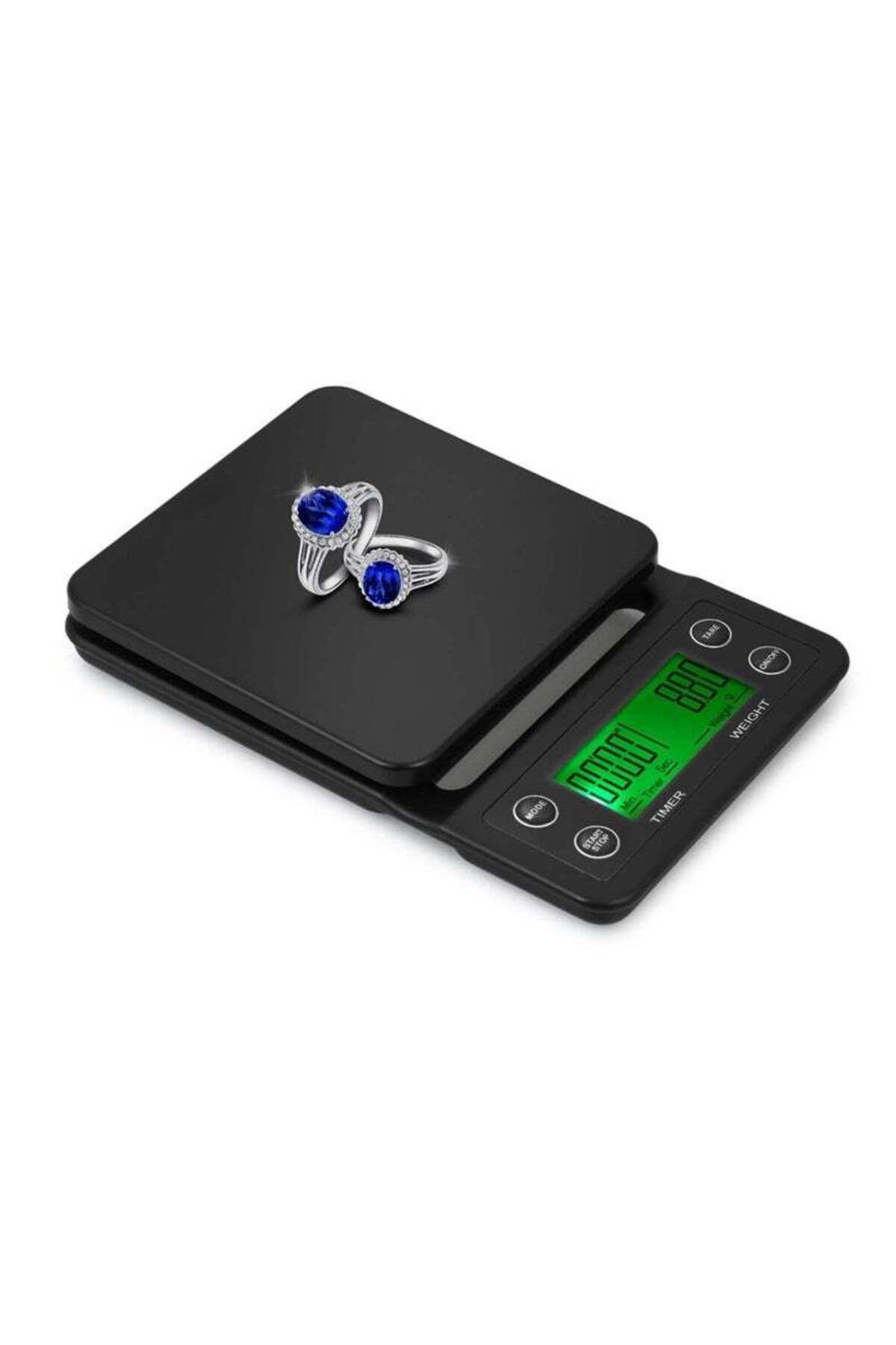 COOYA-Highly Accurate Kitchen Scale with Timer and Tare Function 3kg/0.1g with Large Lcd Display 5 Units 3