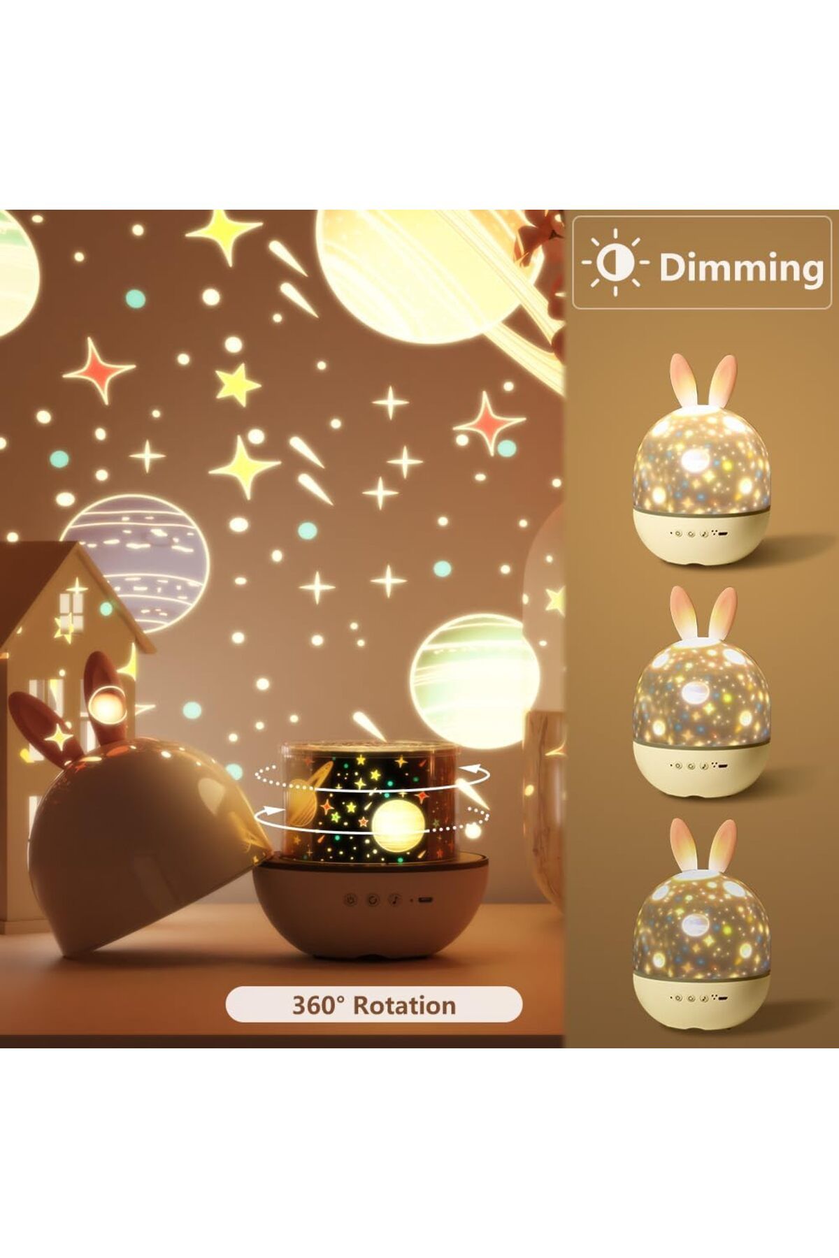 COOYA-Star Projector, with Timer & Remote Control, 360°Rotatable USB Rechargeable Sound Machine 5