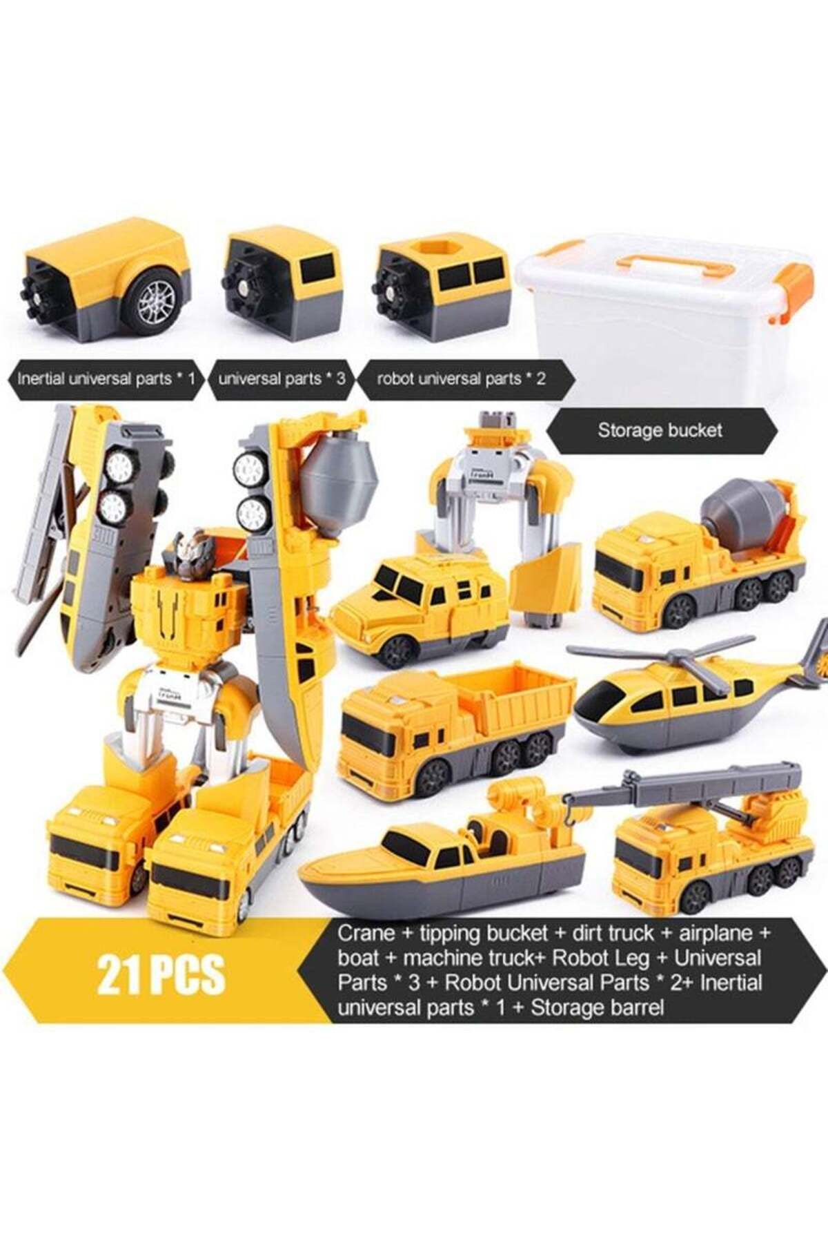 COOYA-21Pcs Magnetic Transform Engineering Car Assembled Toys,6-in-1,with Box,Assemble and Disassemble 5