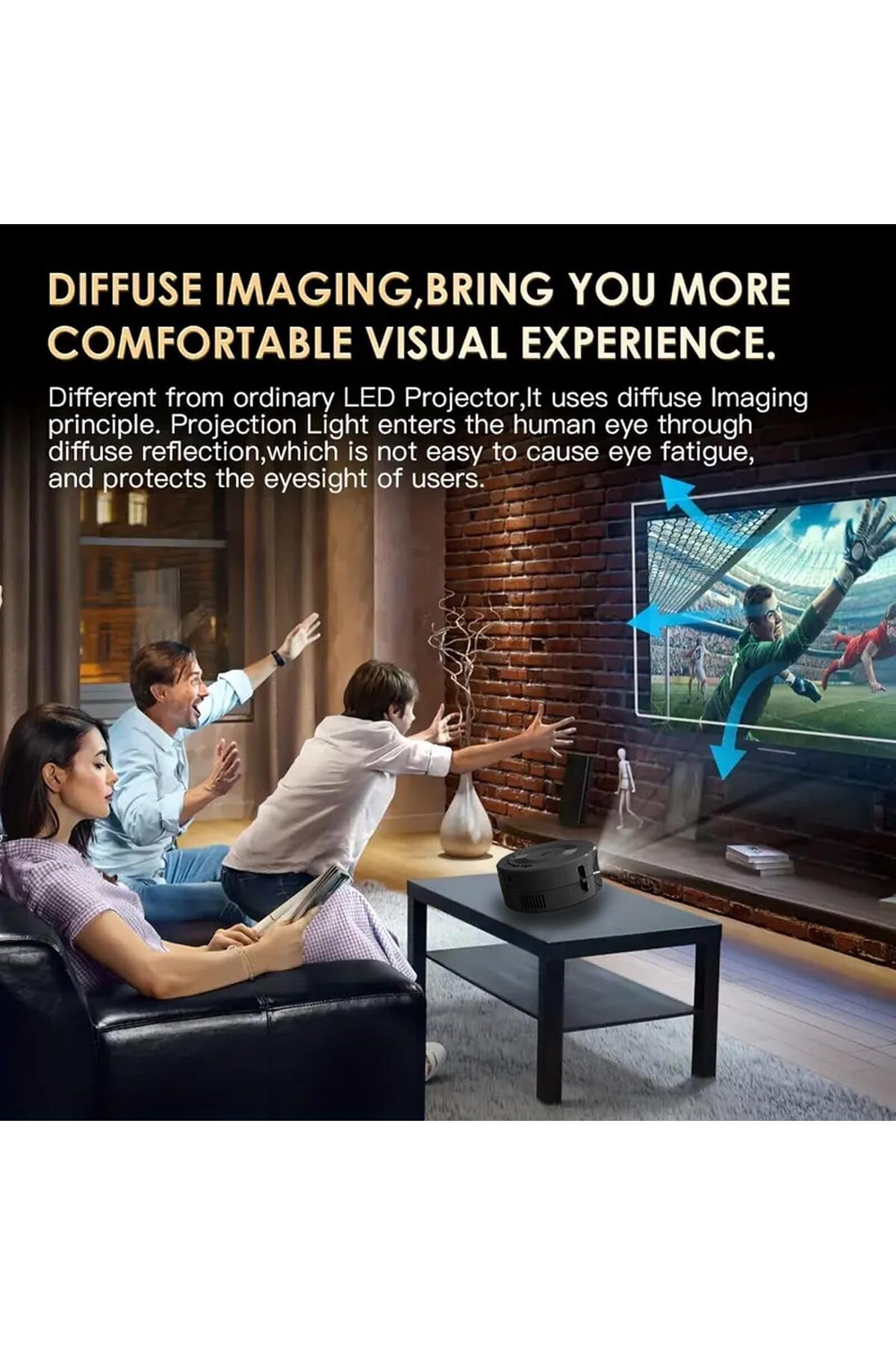 COOYA-Small Home Projector, LCD Display Eye Portable Mini Projector for IOS for Phone 4
