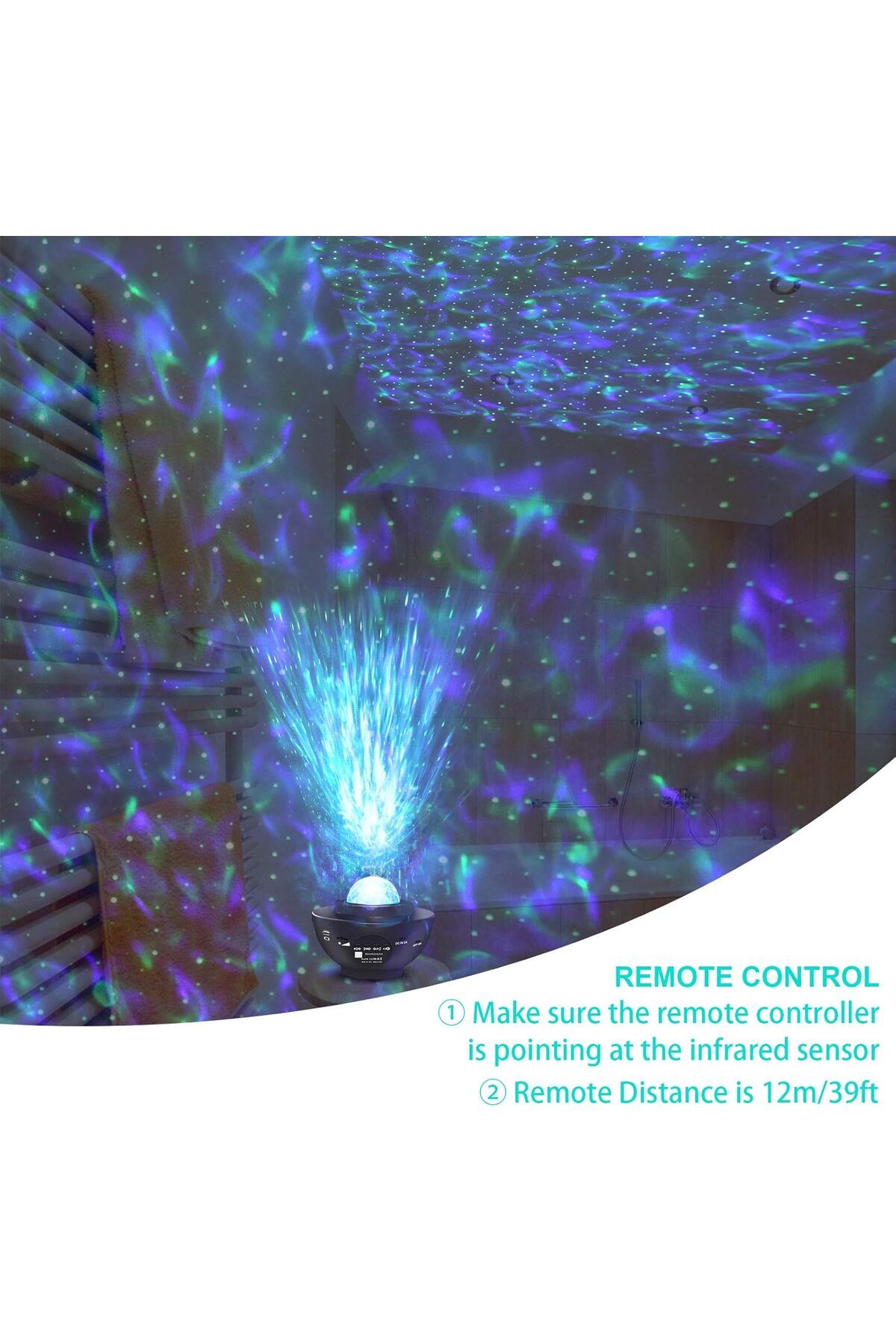 COOYA-Galaxy Projector, with Music Speaker & Remote Control, LED Nebula Cloud & Moving Ocean Wave 7