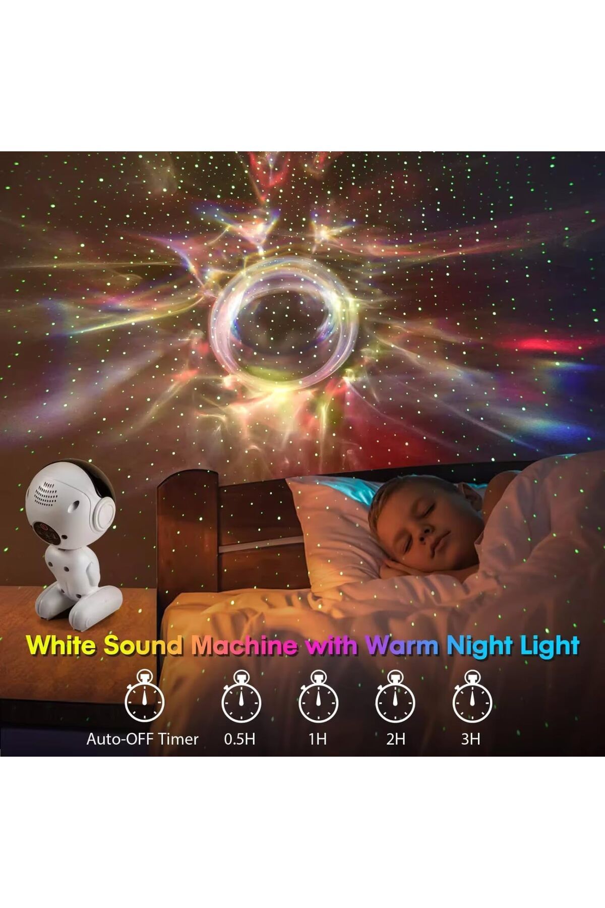 COOYA-Projector lamp, Star Projector for Bedroom, Timed 360° Rotating Nebula Projector Lamp 4