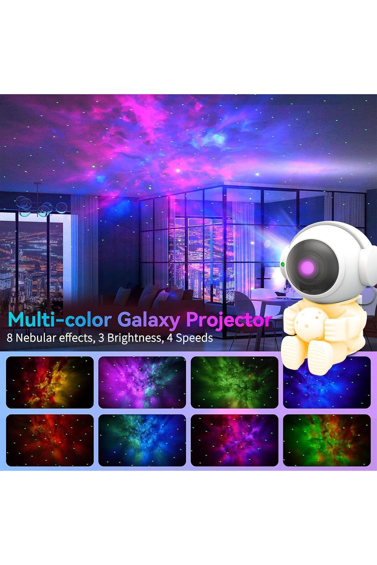 COOYA-Star Projector, with 5 LED Light Modes, Control Timer, Remote & 360° Adjustable, Astronaut Design 3