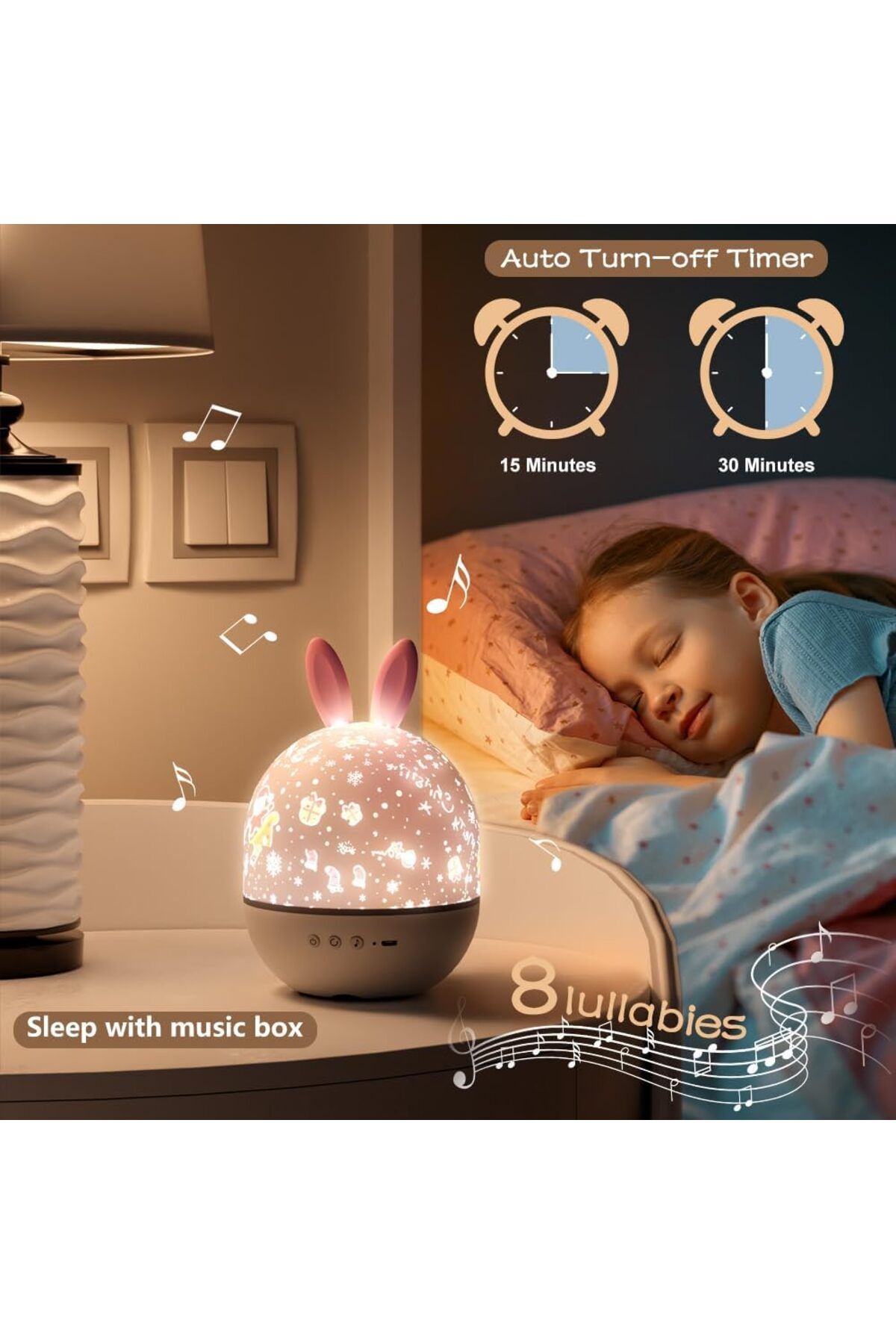COOYA-Star Projector, with Timer & Remote Control, 360°Rotatable USB Rechargeable Sound Machine 4