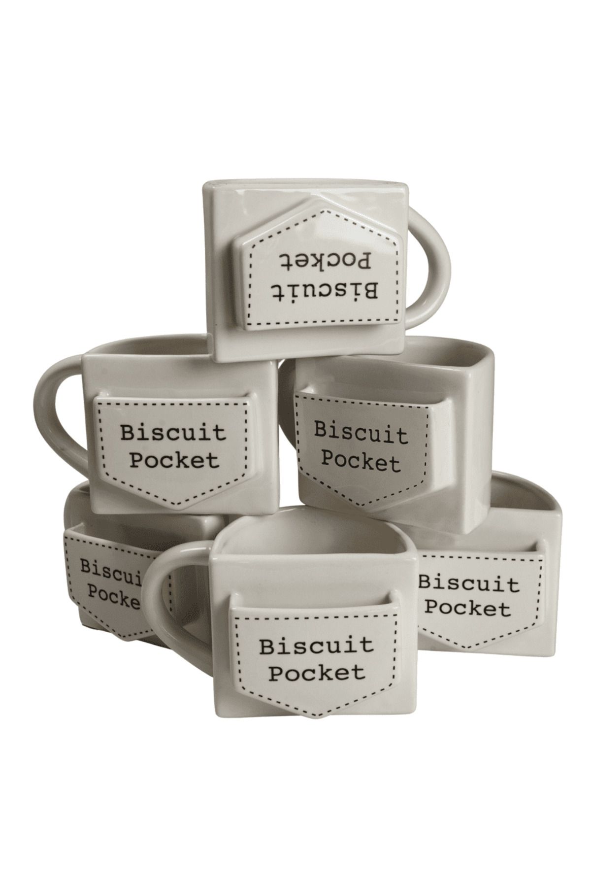 Cesiro-Set of 6 mugs with cookie pocket, 420 ml, White with message 1