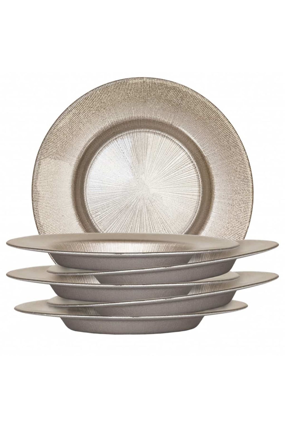 Cesiro Set 6 Farfurii Adanci Sticla Auriu, 21 Cm - One Size