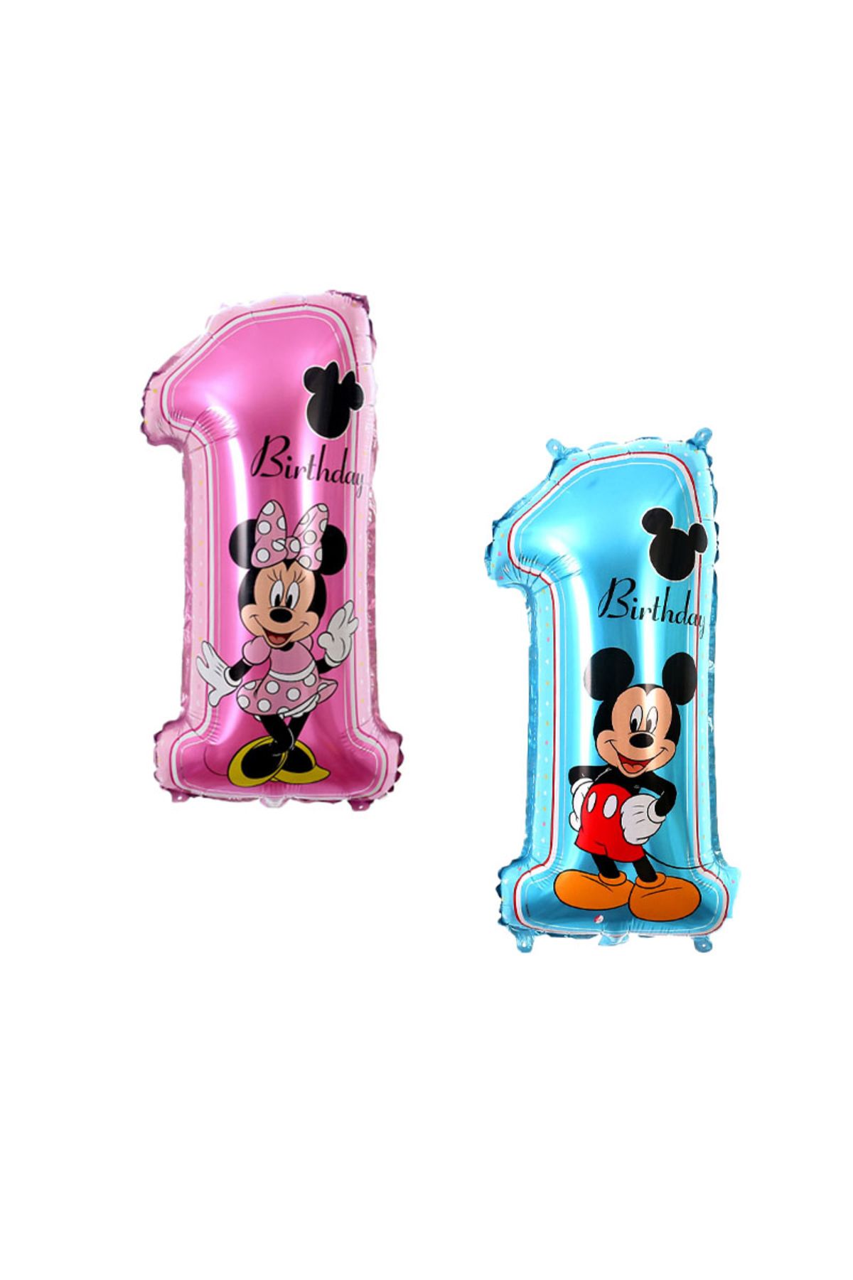 ALMİRA SOLMAZ TİCARET Set Baloane Folie Pink Minnie Mouse Si Mickey Mouse, Cifra 1, 70 X 35 Cm - One Size