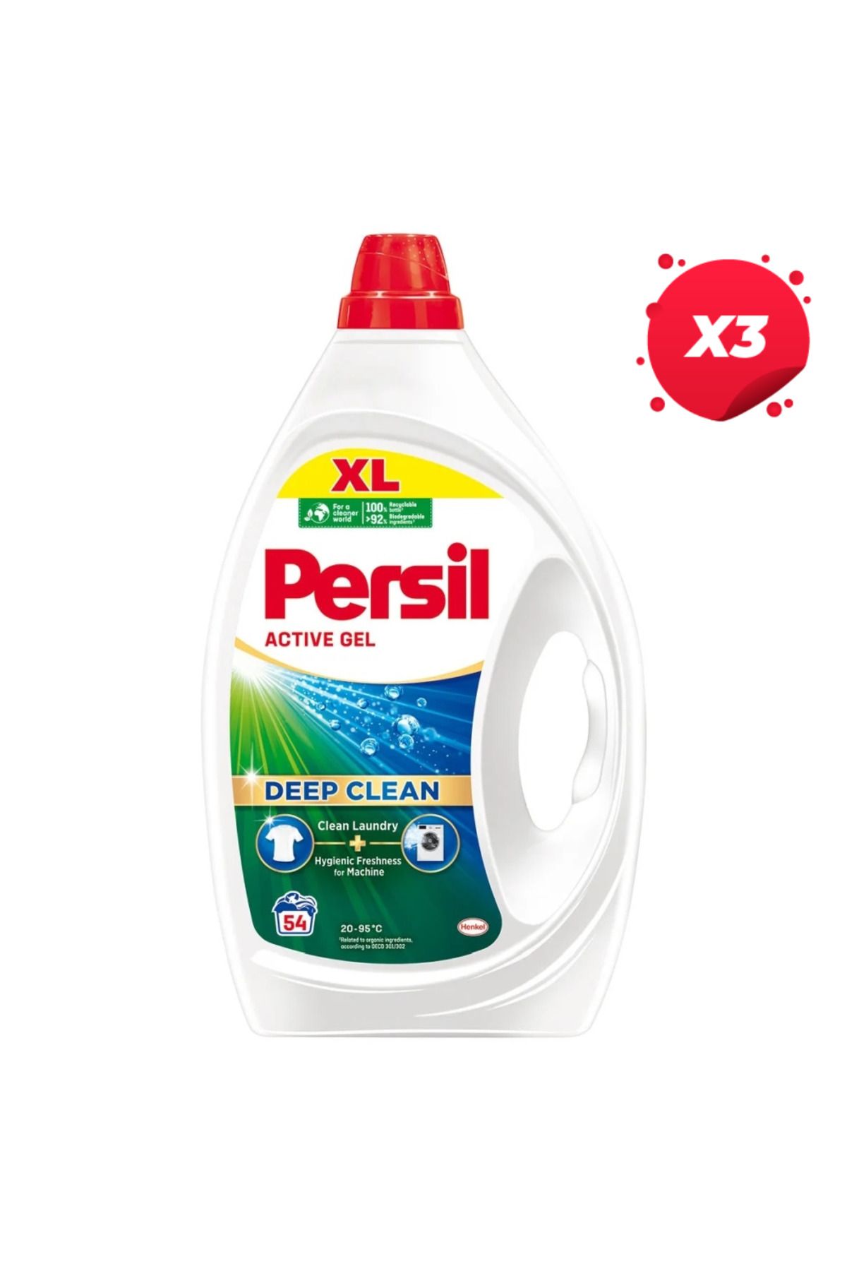 Persil X3 - Detergent Lichid Persil 2,43l Gel Activ Obiectual 54 Spălări - One Size